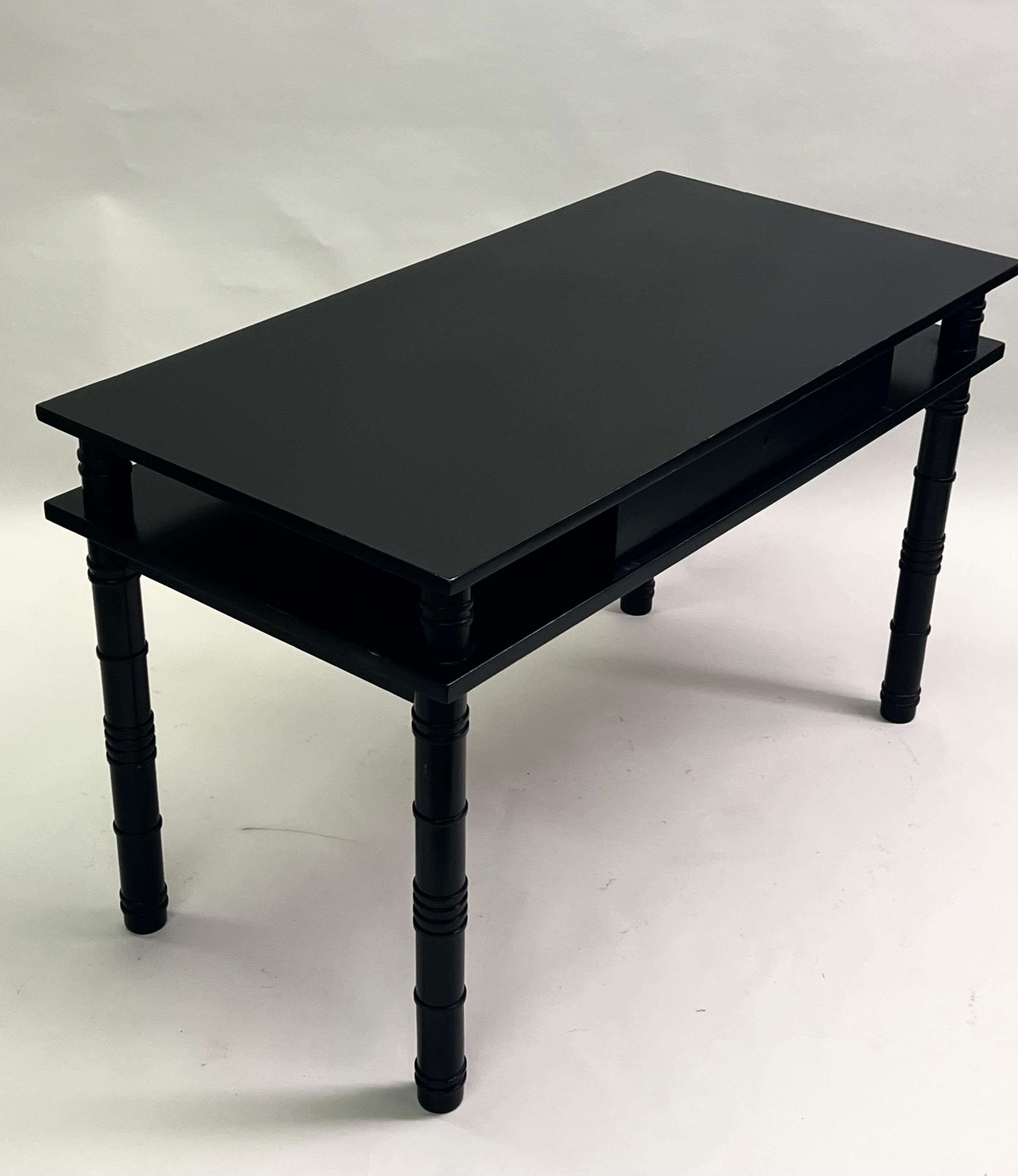 20th Century French MidCentury Modern Neoclassical Ebonized Sycamore Desk by Leon Jallot 1936 For Sale