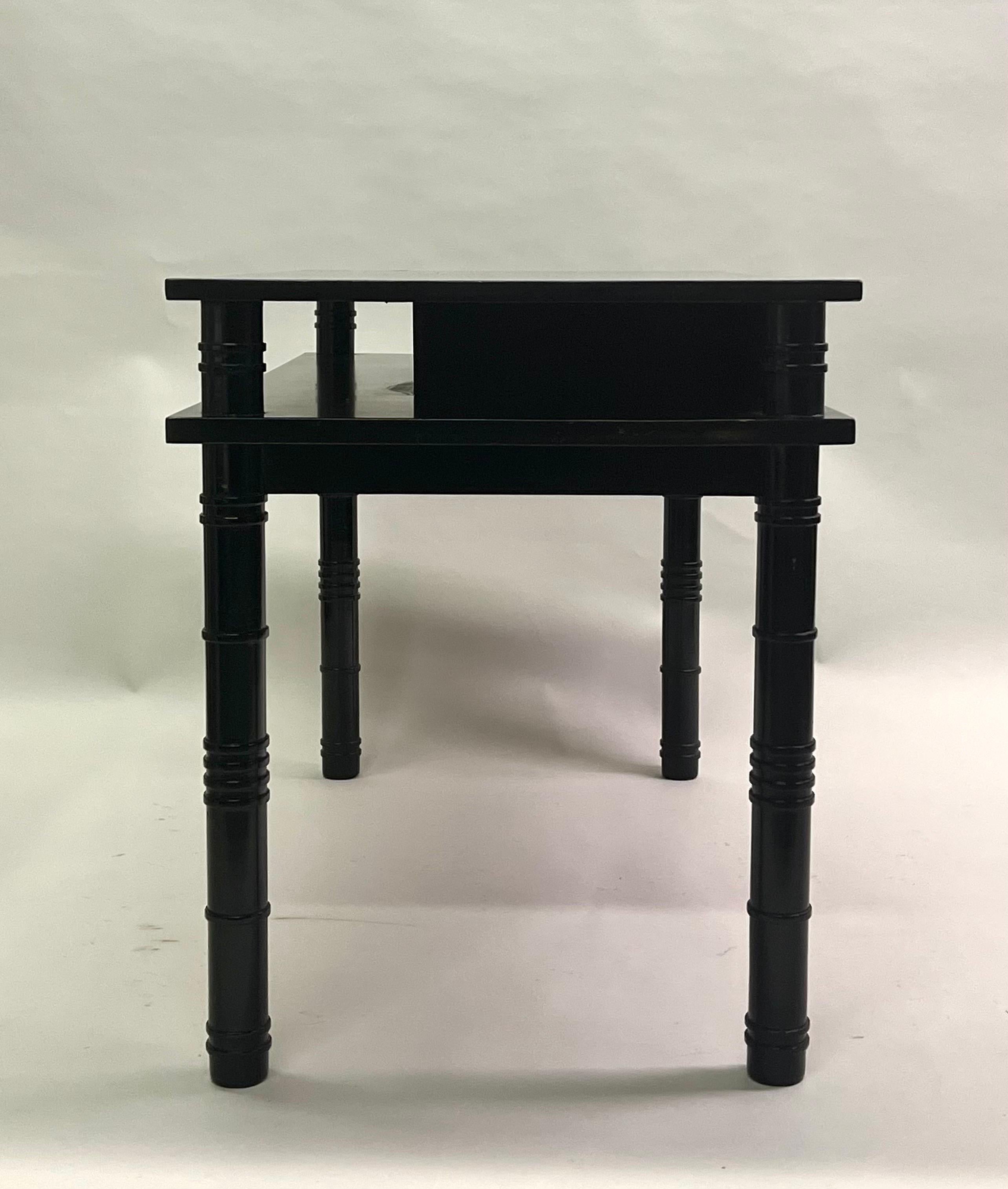 French MidCentury Modern Neoclassical Ebonized Sycamore Desk by Leon Jallot 1936 For Sale 1