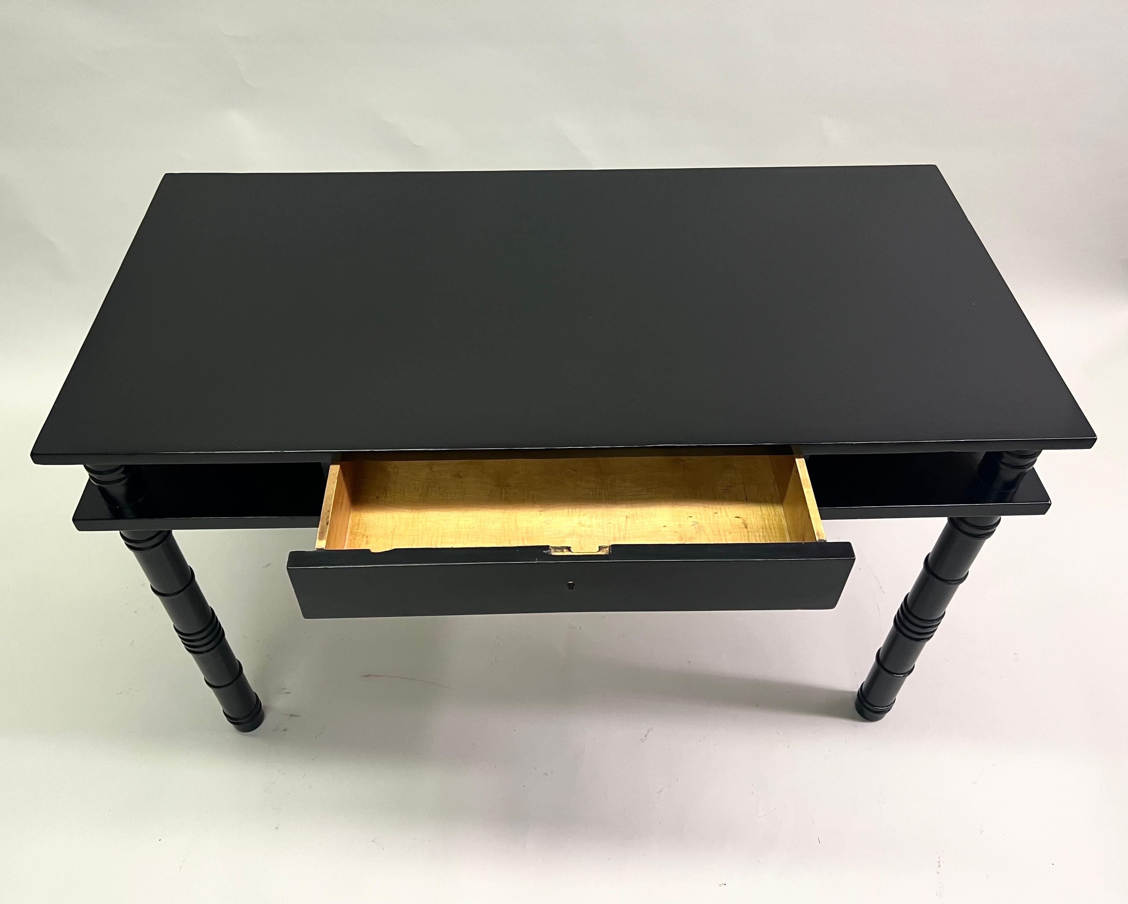 French MidCentury Modern Neoclassical Ebonized Sycamore Desk by Leon Jallot 1936 For Sale 2