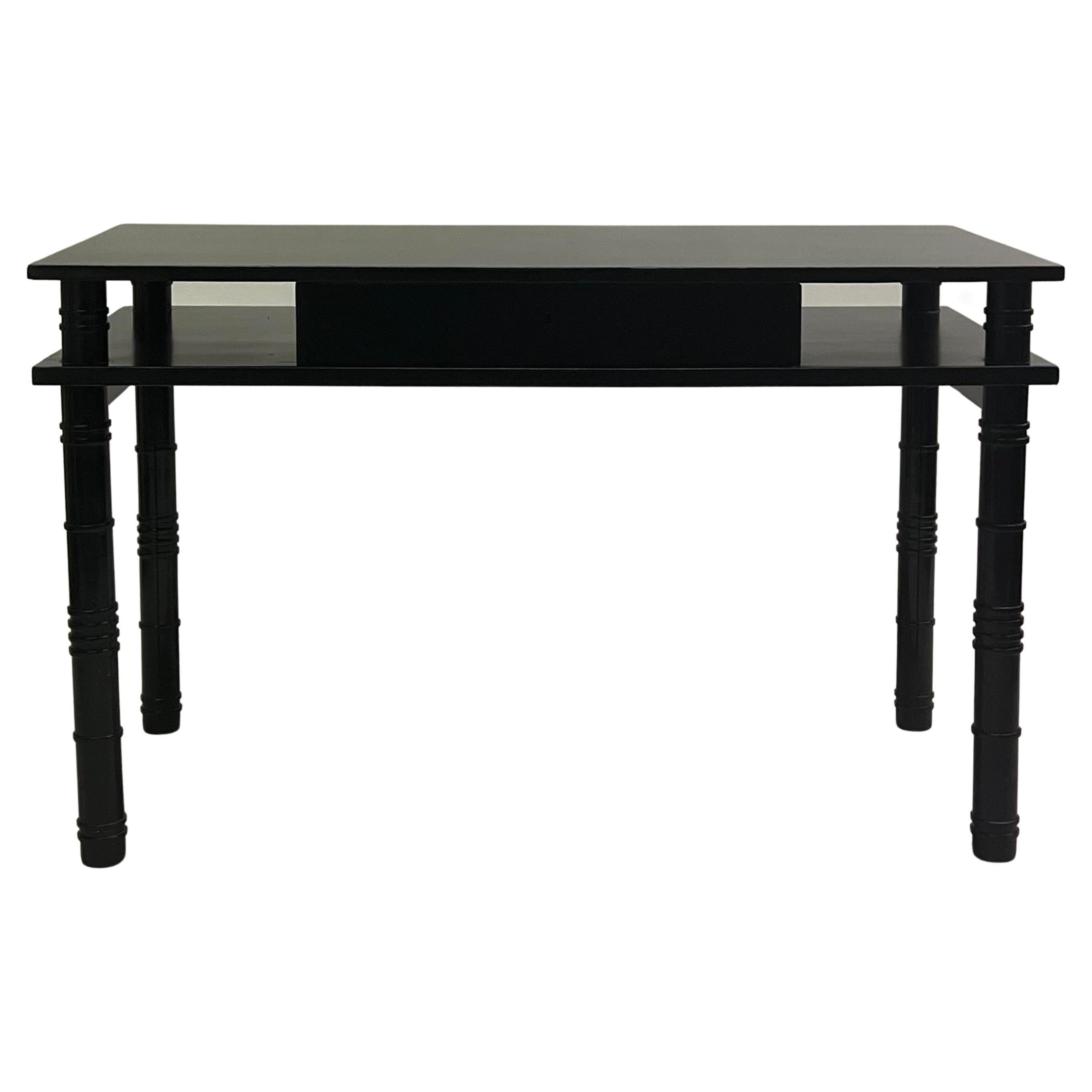French MidCentury Modern Neoclassical Ebonized Sycamore Desk by Leon Jallot 1936 For Sale