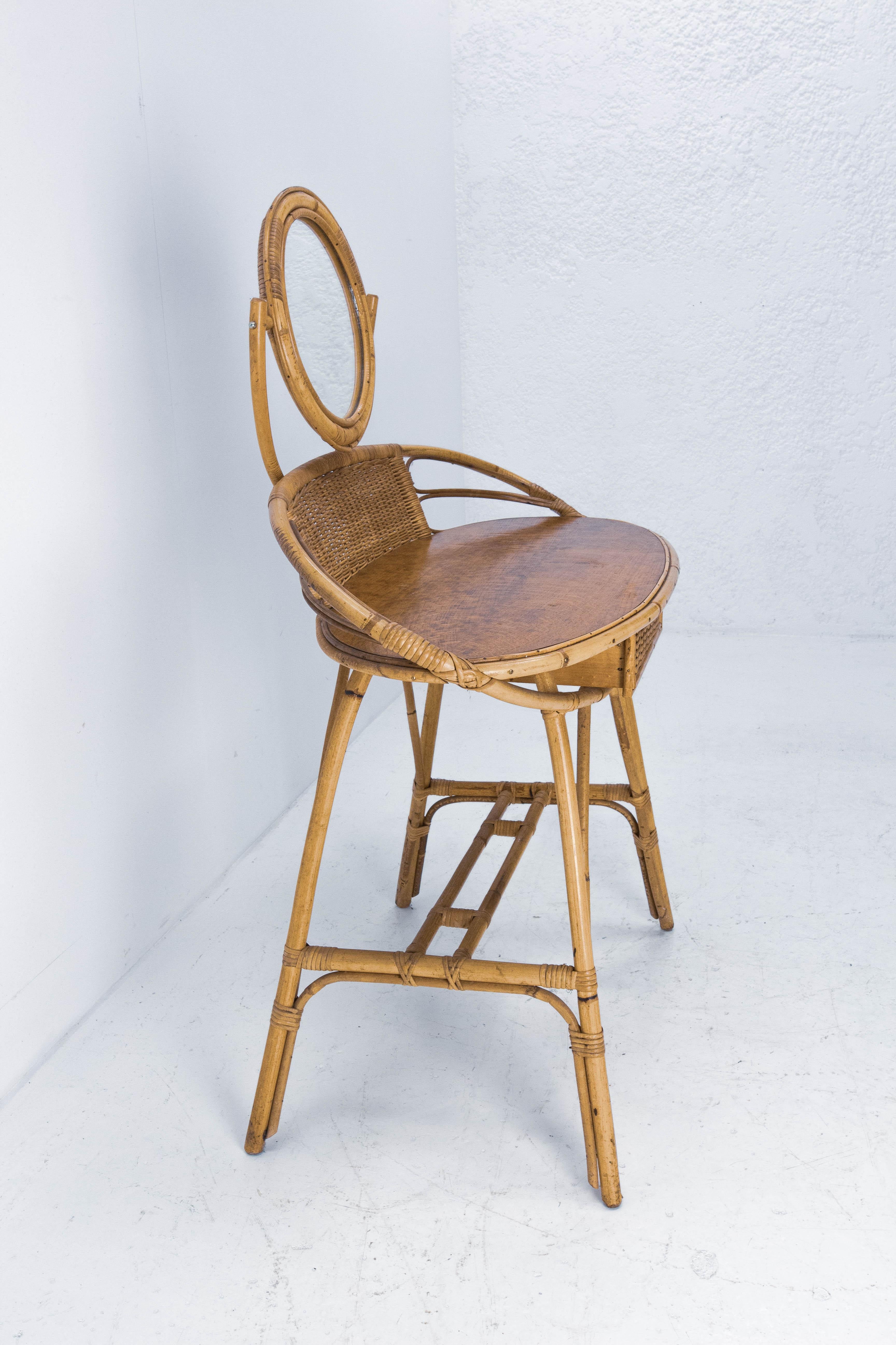 vintage rattan vanity