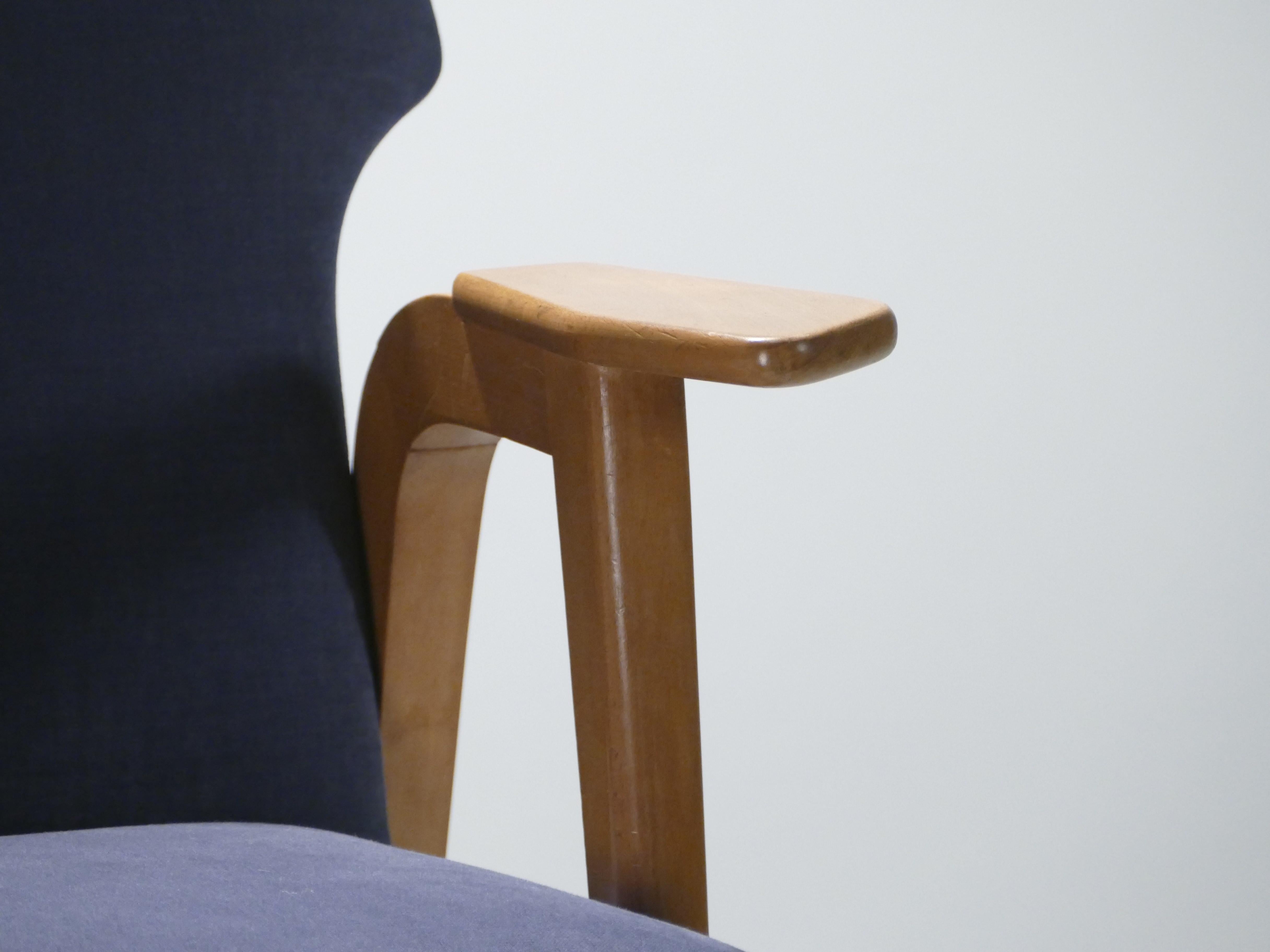 French Midcentury Oak Compass Armchairs by Roger Landault, 1950s 6