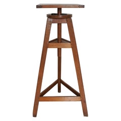 French Midcentury Oak Sculptor's Stand, Pedestal, Sellette, Table, 1950s