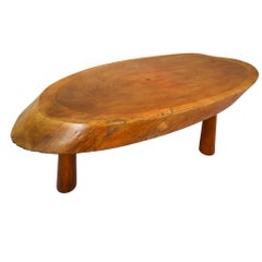 French Midcentury Organic Coffee Table in Walnut, 1950s