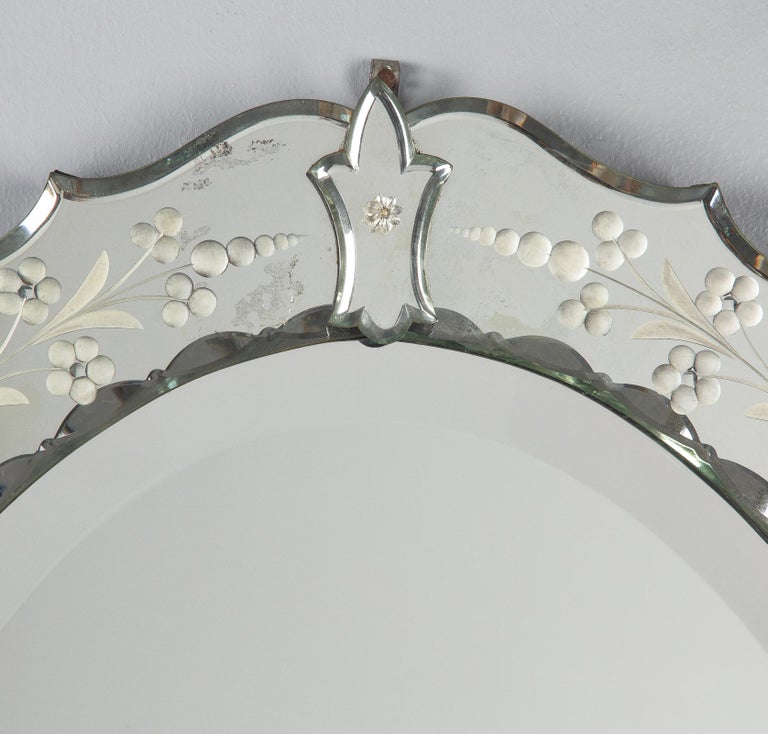 French Midcentury Oval Glass Mirror For Sale at 1stdibs