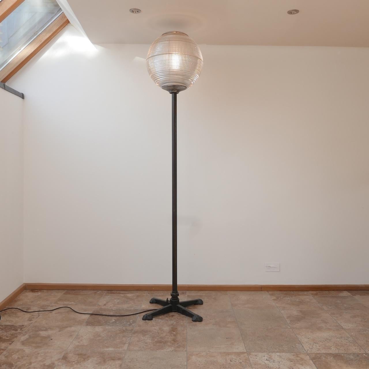 French Midcentury Parisian Holophane Globe Floor Lamp on Stand 5