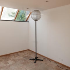 French Midcentury Parisian Holophane Globe Floor Lamp on Stand