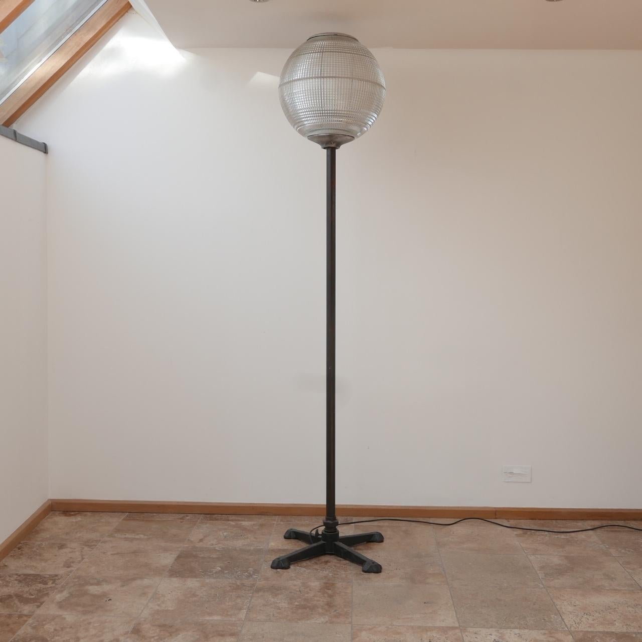 Mid-20th Century French Midcentury Parisian Holophane Globe Floor Lamp on Stand