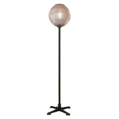 Retro French Midcentury Parisian Holophane Globe Floor Lamp on Stand