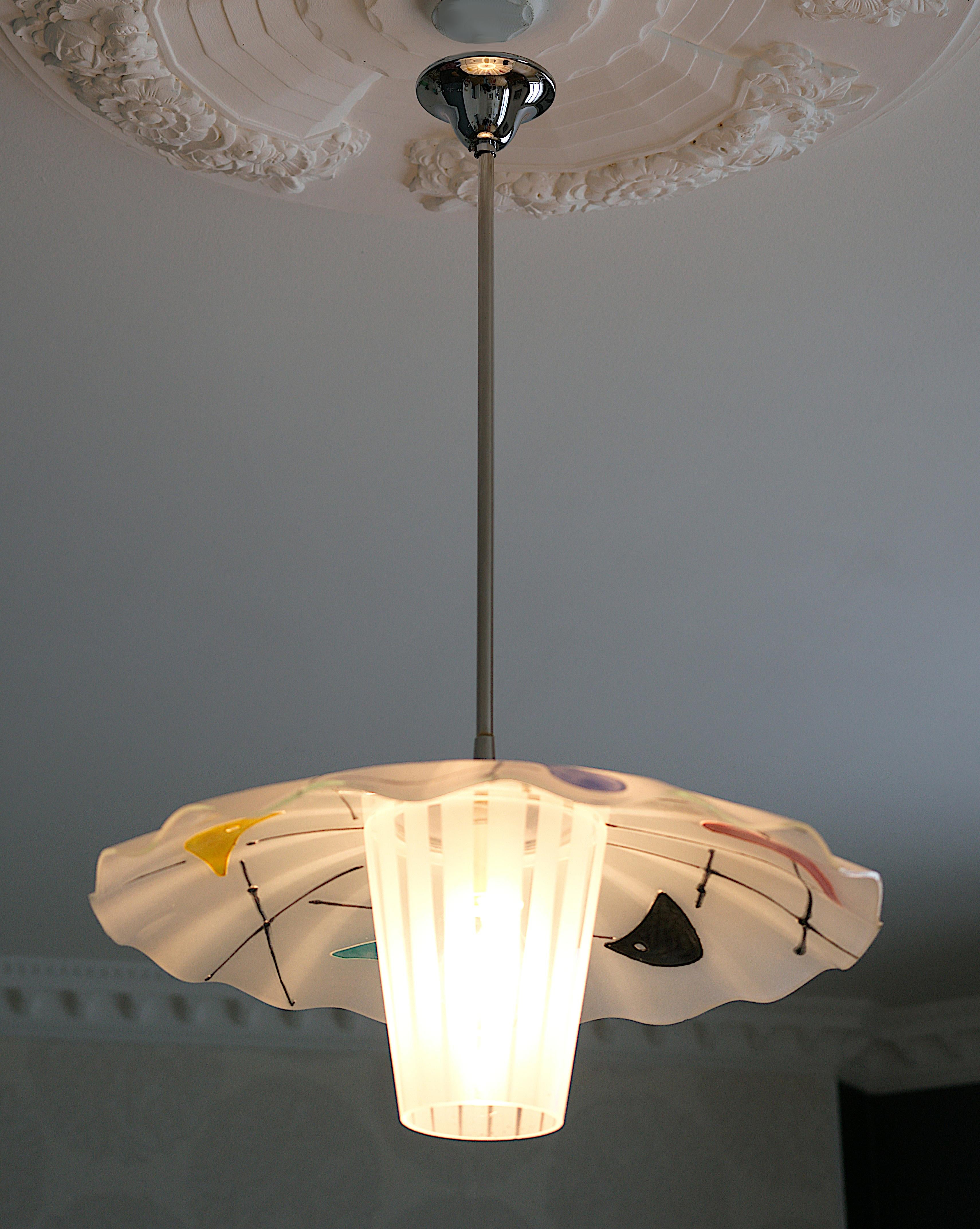 French Midcentury Pendant Chandelier, 1950s For Sale 5