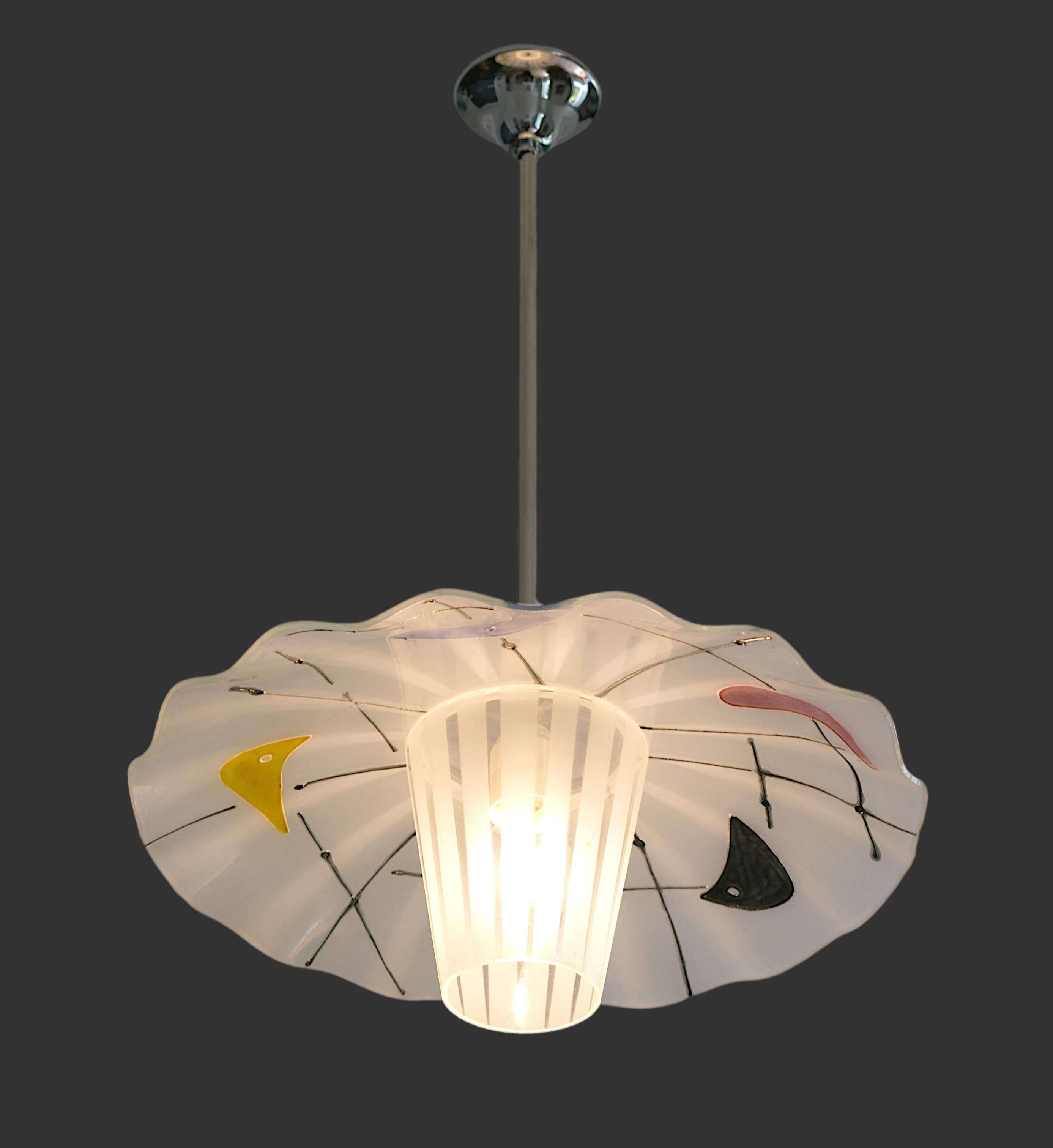 French Midcentury Pendant Chandelier, 1950s In Excellent Condition For Sale In Saint-Amans-des-Cots, FR
