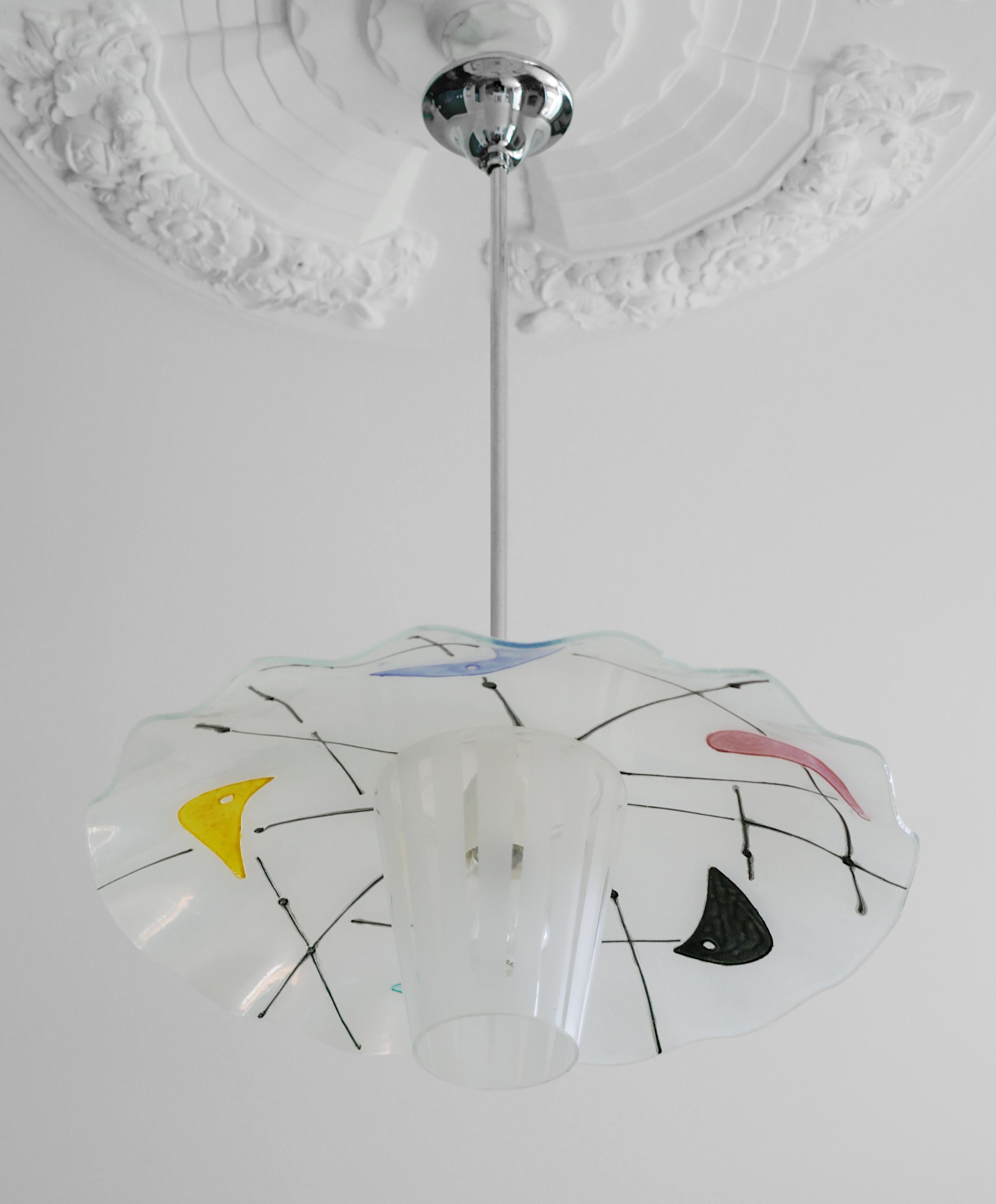 Mid-20th Century French Midcentury Pendant Chandelier, 1950s For Sale