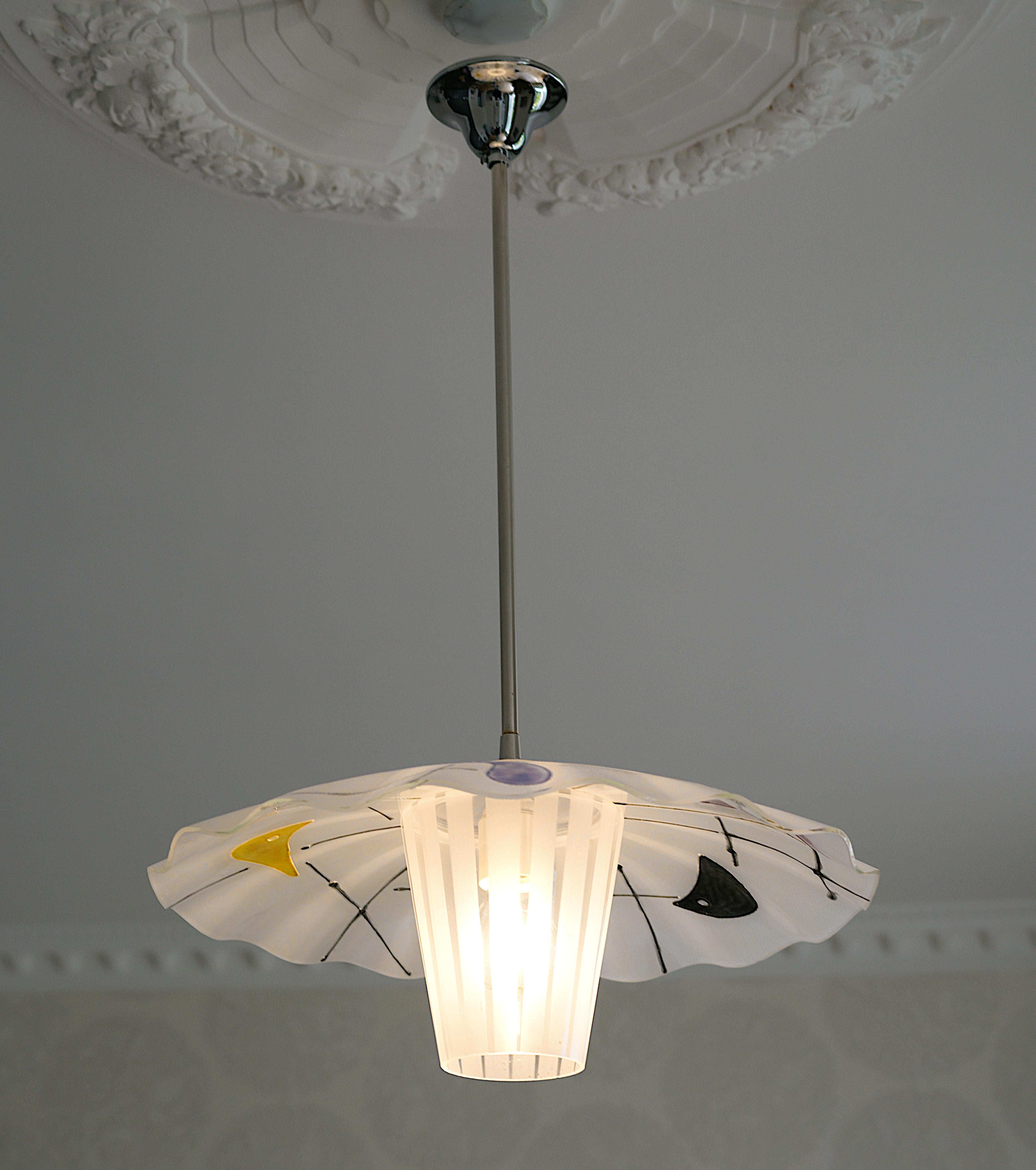 French Midcentury Pendant Chandelier, 1950s For Sale 1
