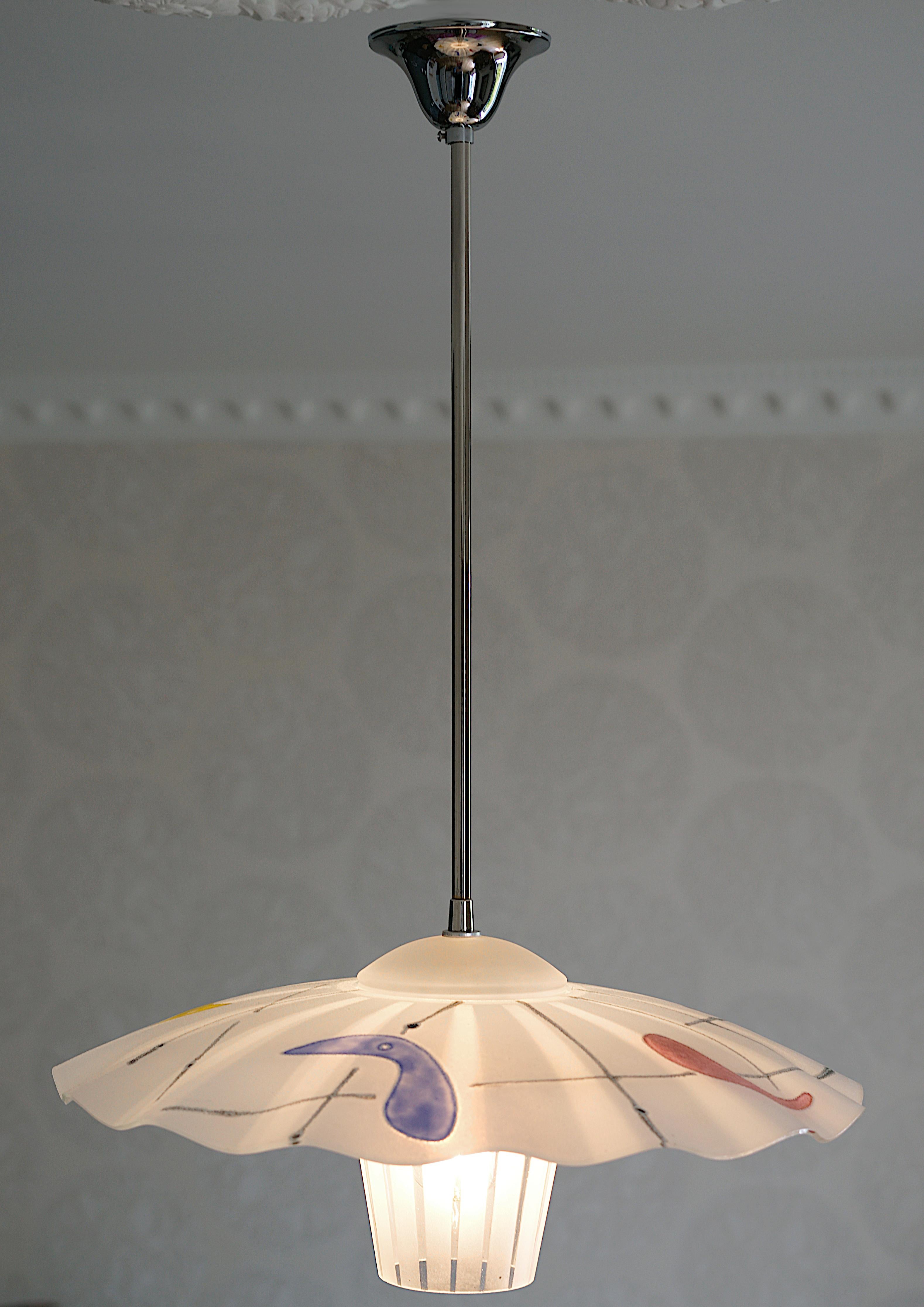 French Midcentury Pendant Chandelier, 1950s For Sale 1