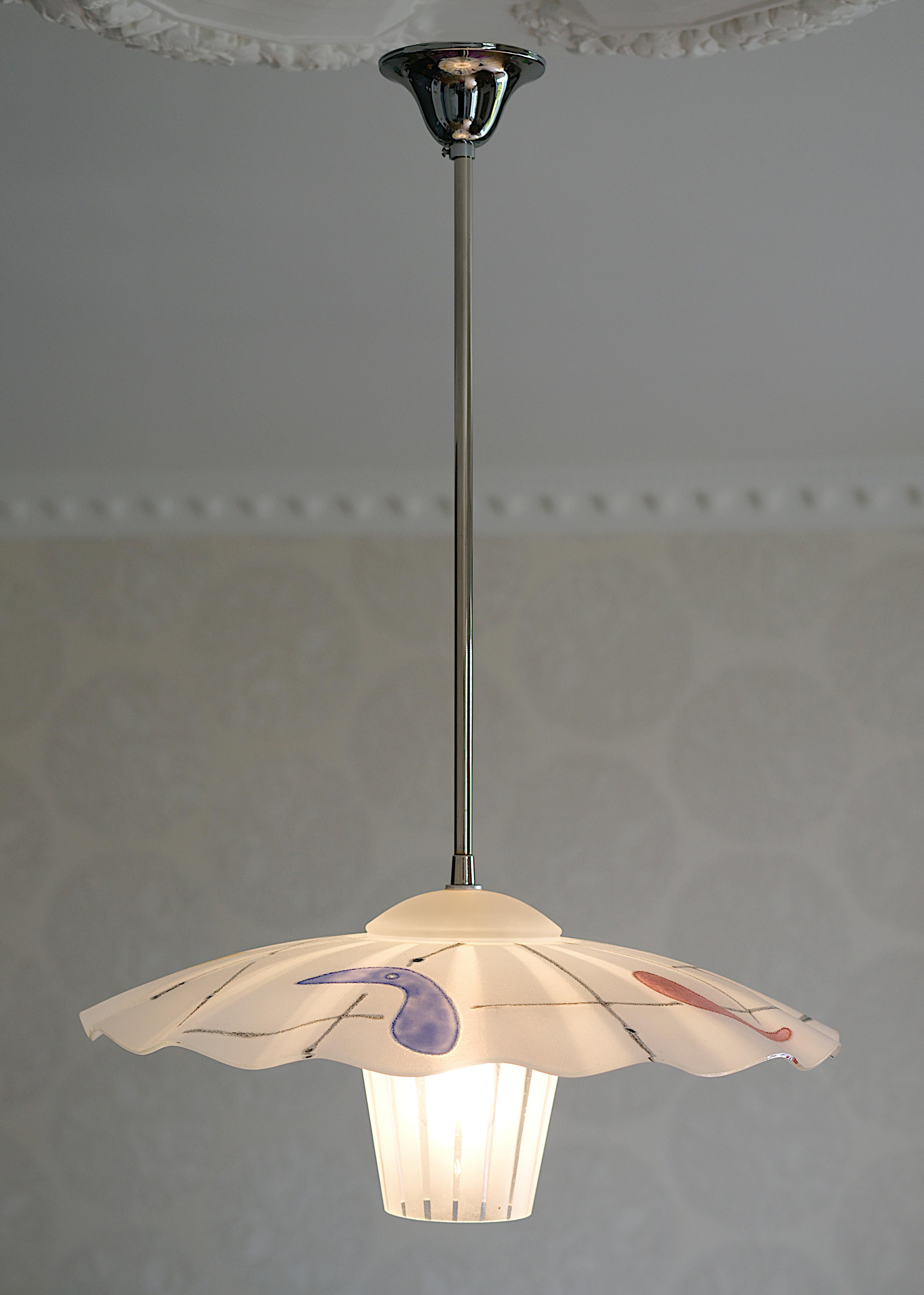 French Midcentury Pendant Chandelier, 1950s For Sale 2
