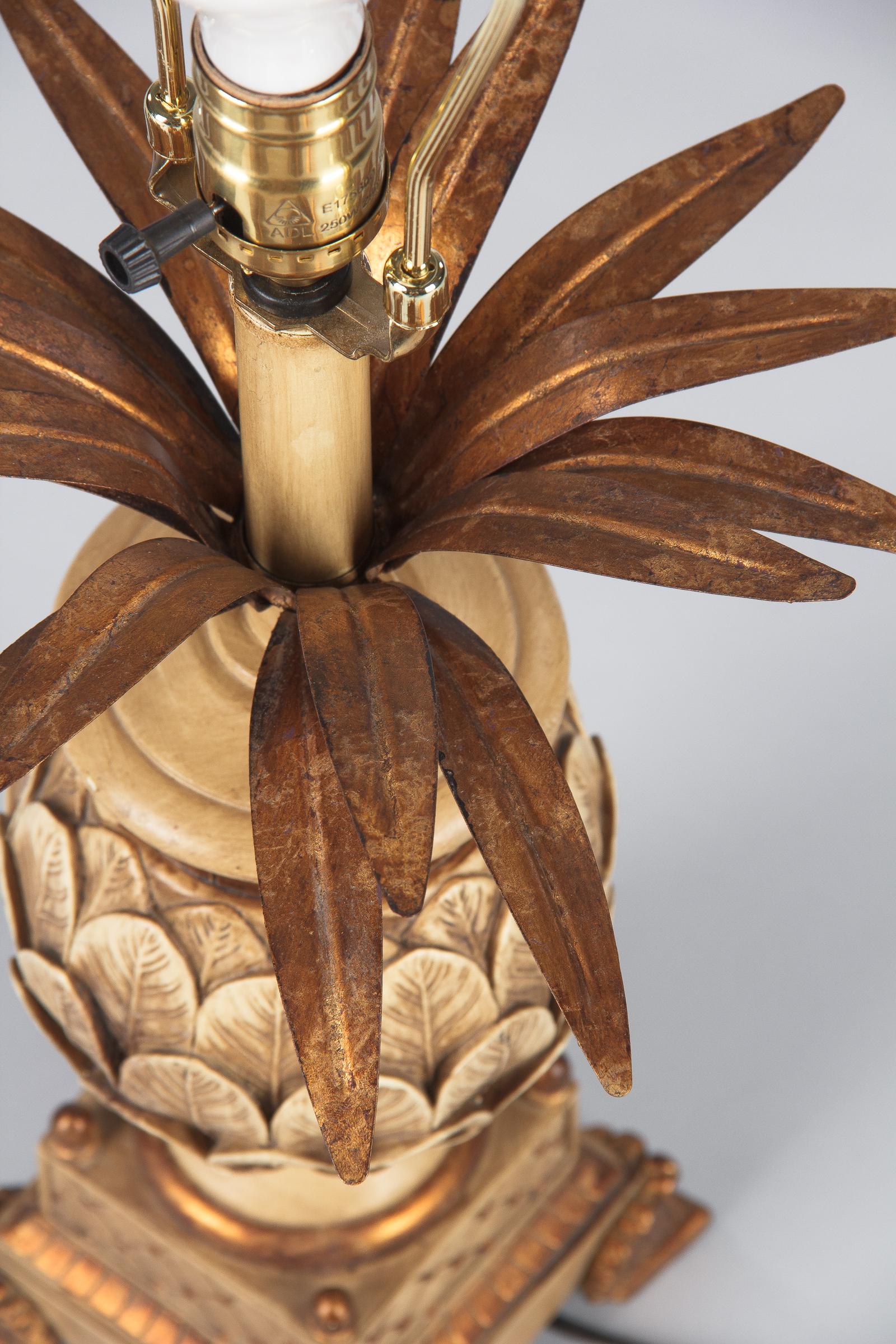French Midcentury Pineapple Lamp in the Style of Maison Jansen, 1960s 1