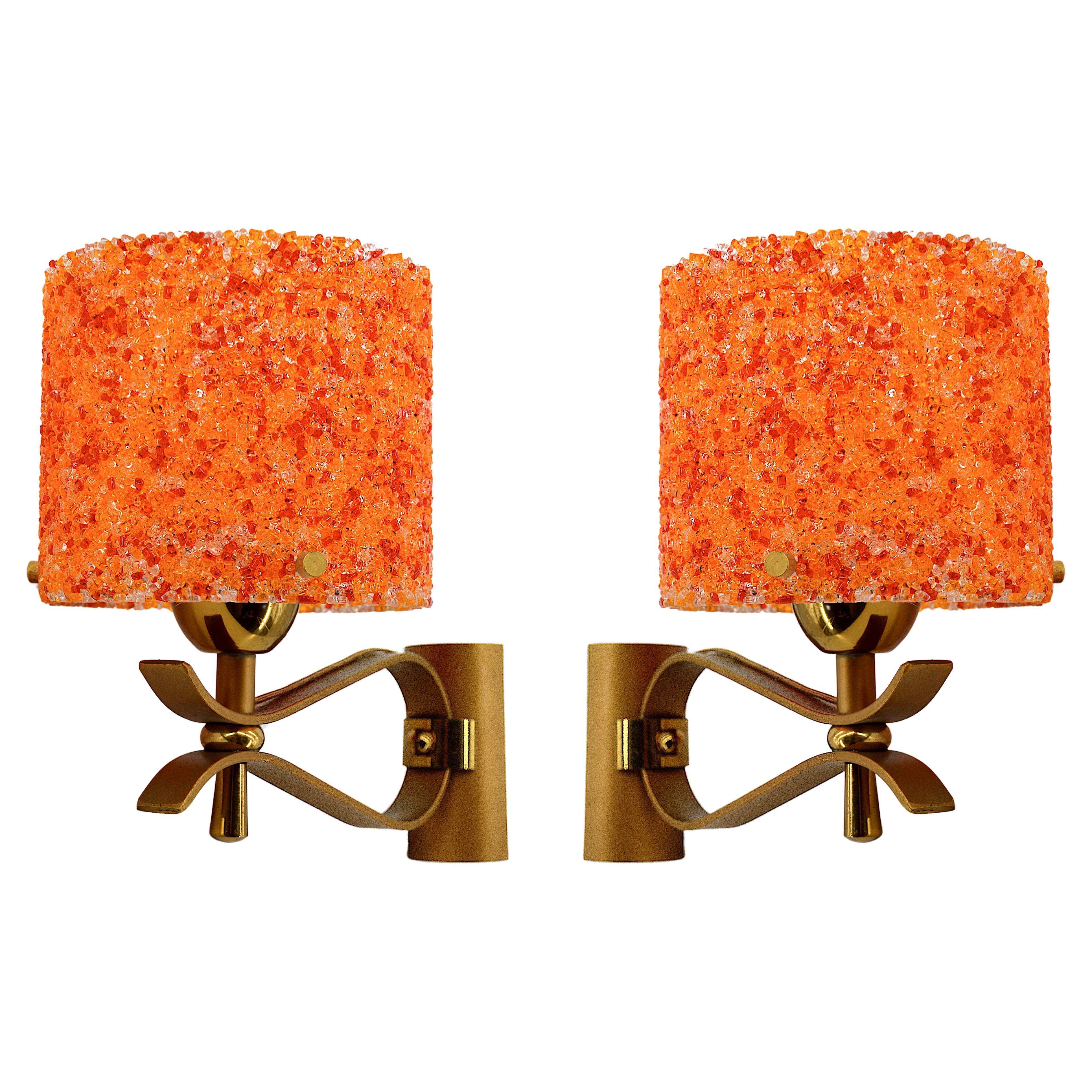 French Midcentury Pop Art Wall Sconces, Late 1960s