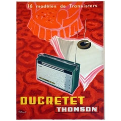 French Midcentury Radio Poster for 'Ducretet Thomson' by Modern Artist Villemot