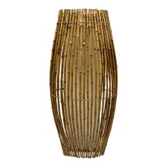 French Midcentury Rattan Light Sculpture/ Floor Lamp, Janine Abraham & D Jan Roi
