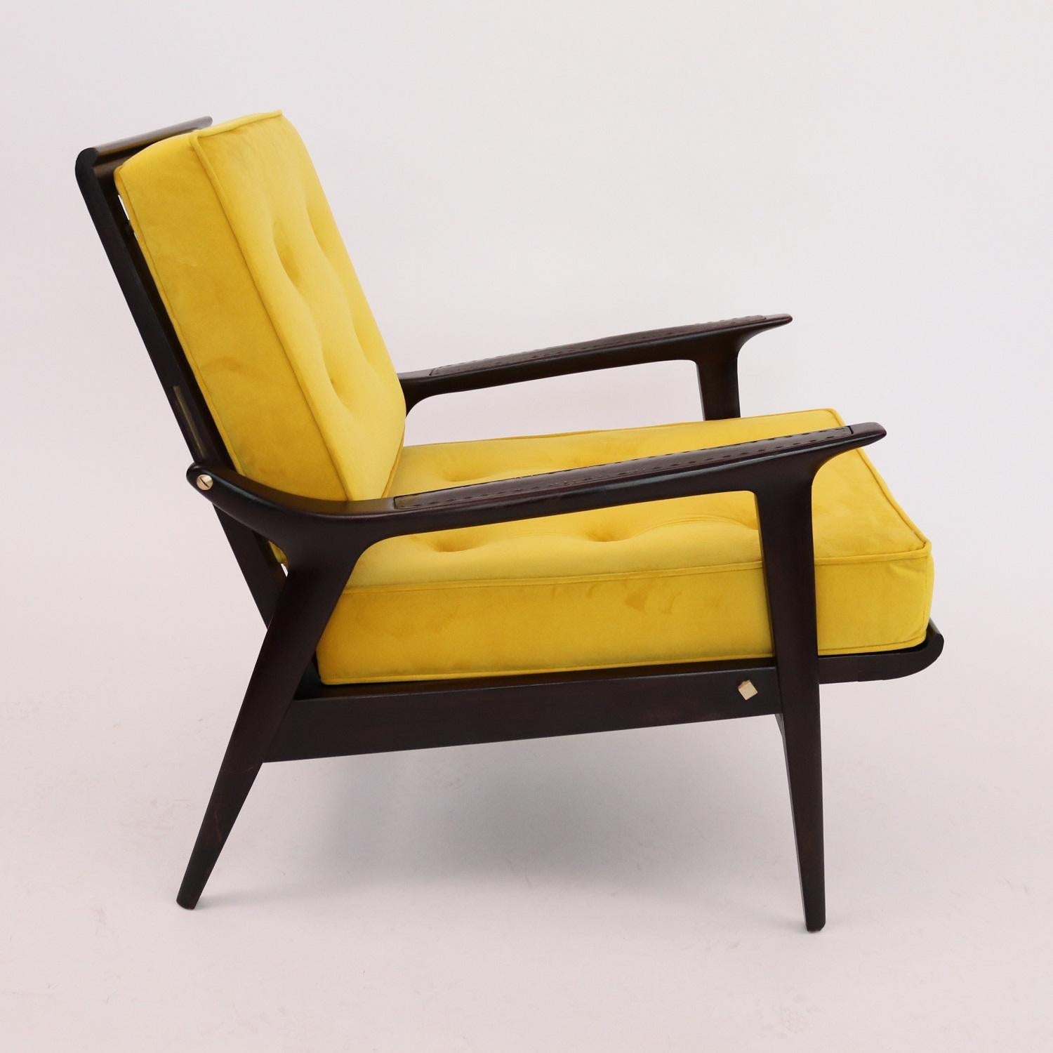 Mid-20th Century Italian Midcentury Recliner Armchair Reupholstered, 1950s