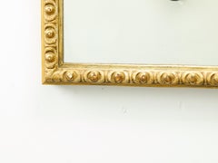 French Midcentury Rectangular Giltwood Mirror with Carved Ovoid Motifs