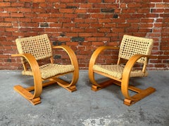 French Midcentury Rope Cantilever Chairs by Audoux & Minet