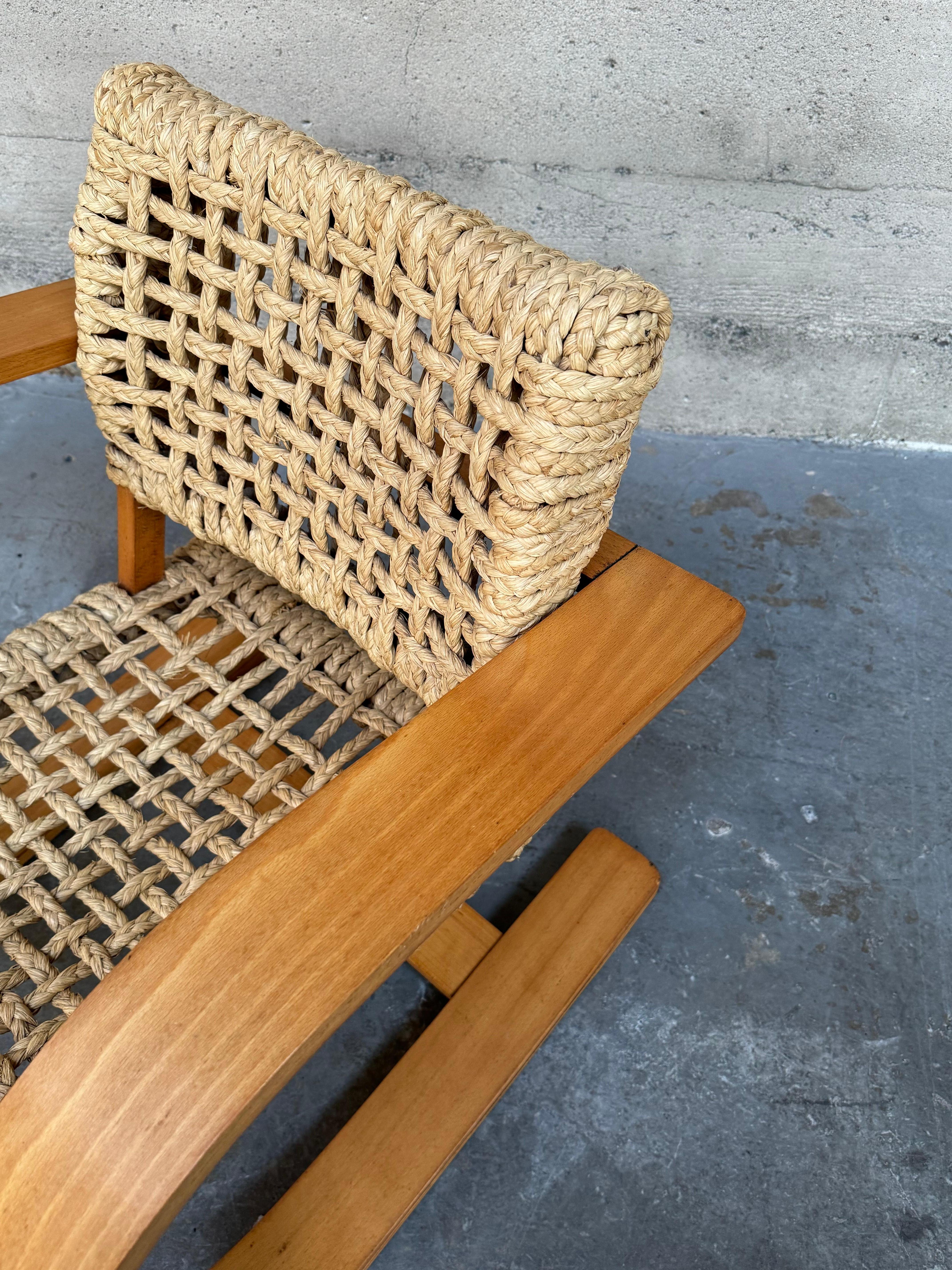 French Midcentury Rope Cantilever Chairs by Audoux & Minet For Sale 2