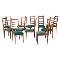 Ensemble de 11 chaises de salle à manger à dossier échelonné de style français du milieu du siècle dernier