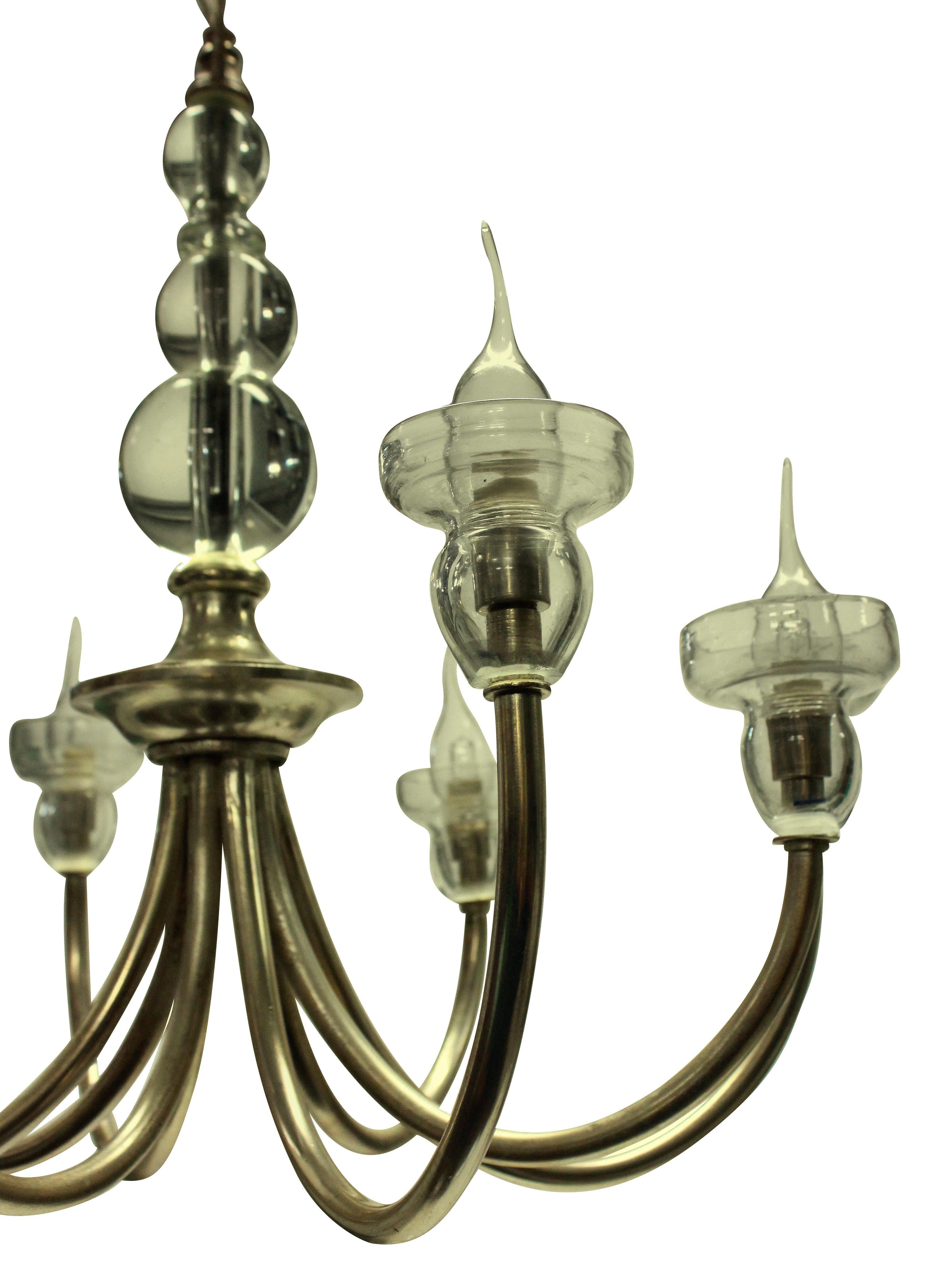 Mid-20th Century French Midcentury Silver Chandelier