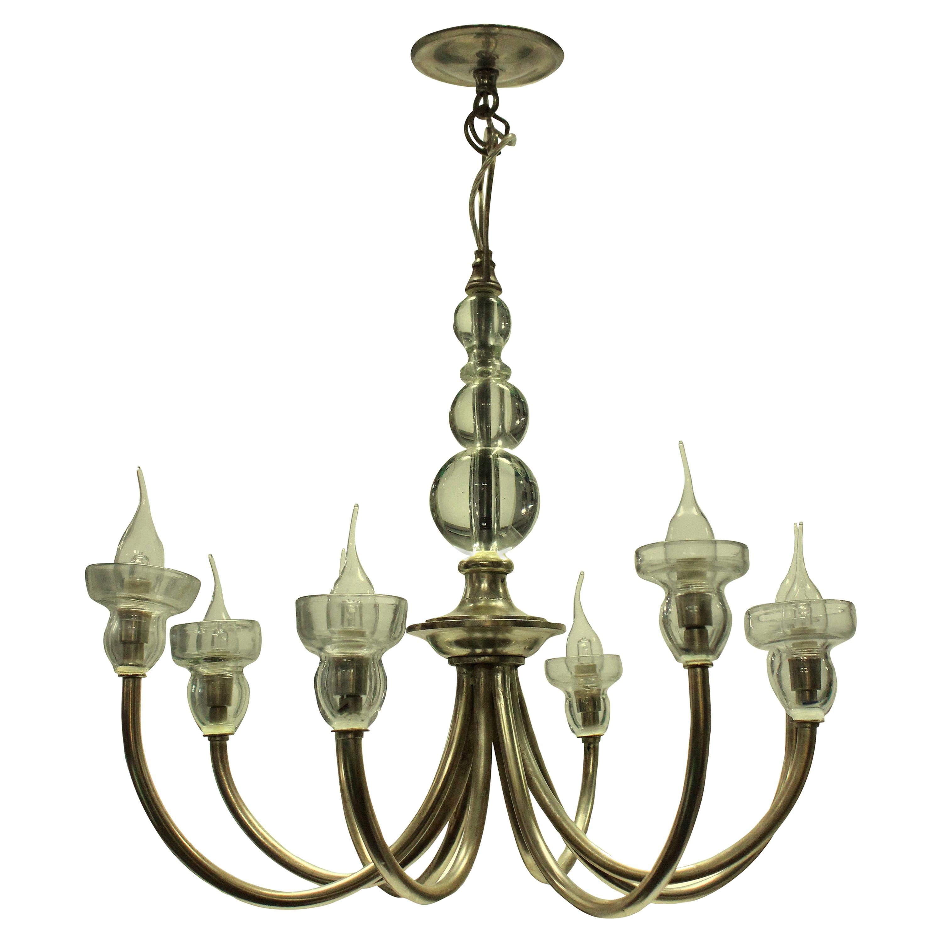 French Midcentury Silver Chandelier