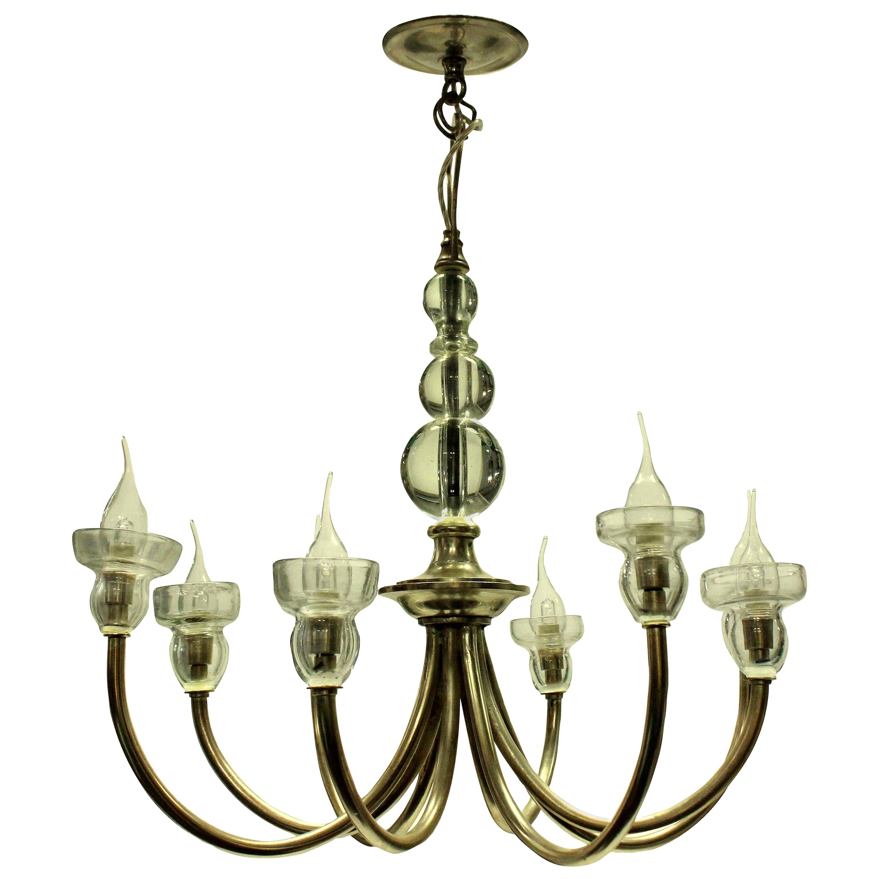 French Midcentury Silver Chandelier