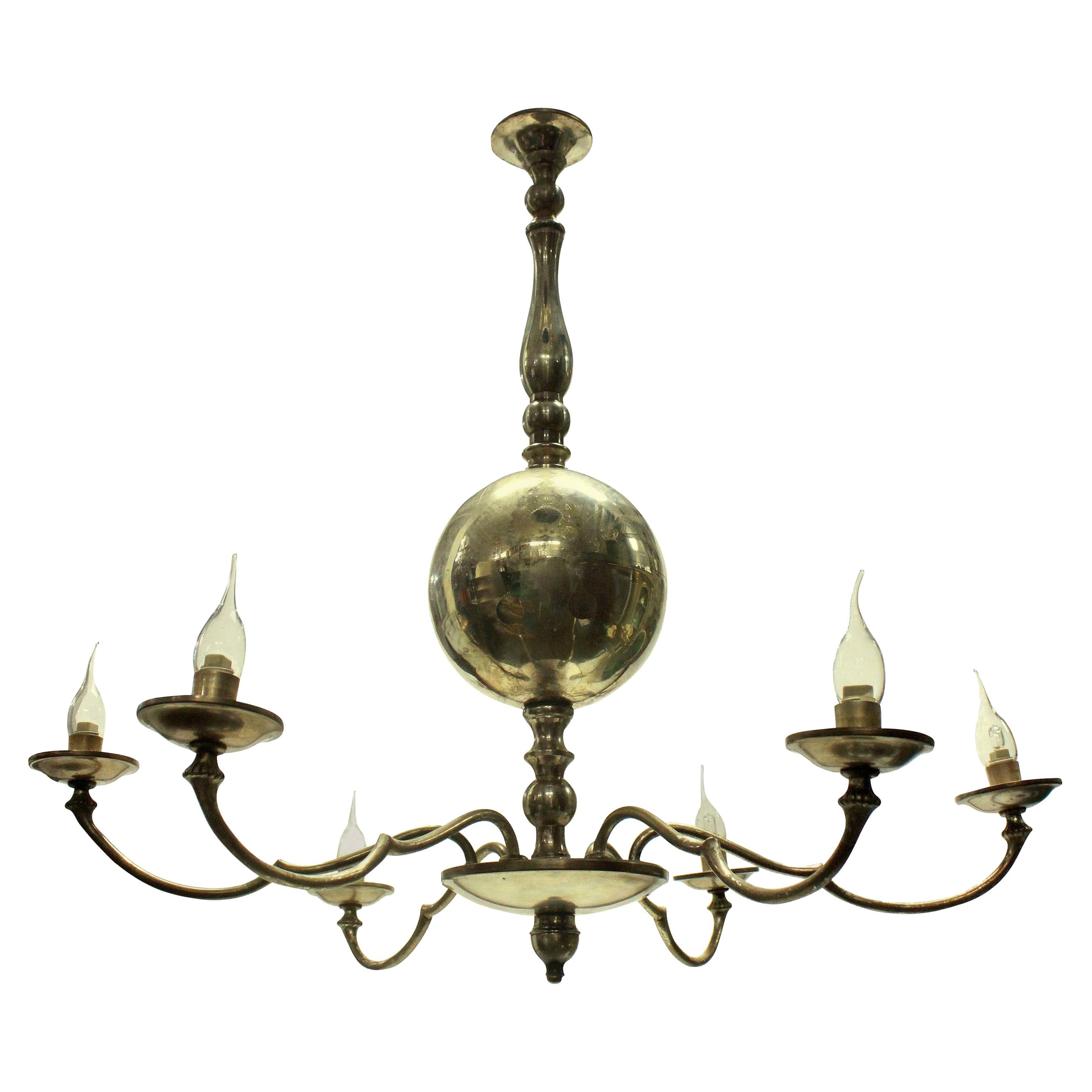 French Midcentury Silver Chandelier