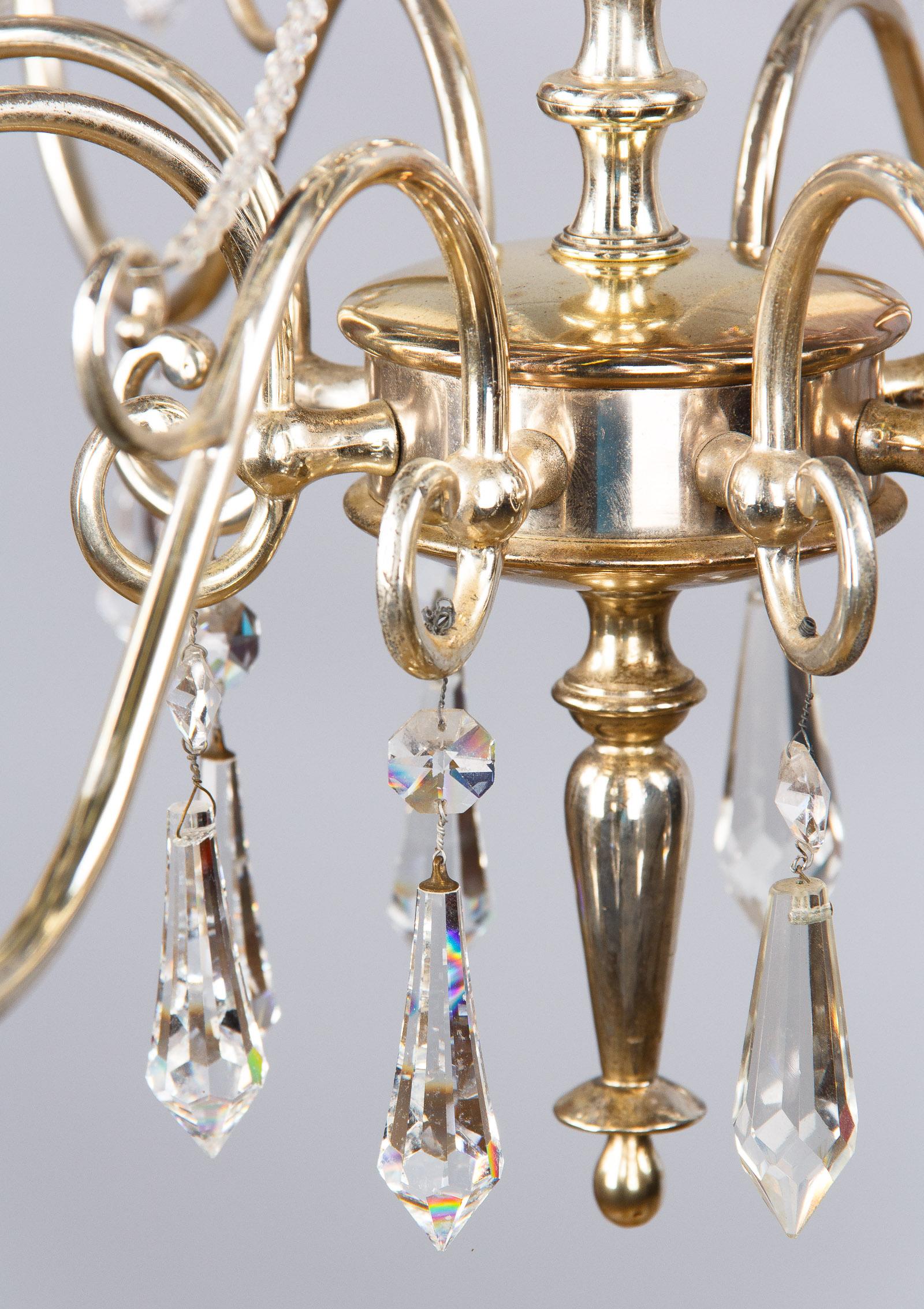 French Midcentury Silver Plated Chandelier with Crystals, 1950s 6