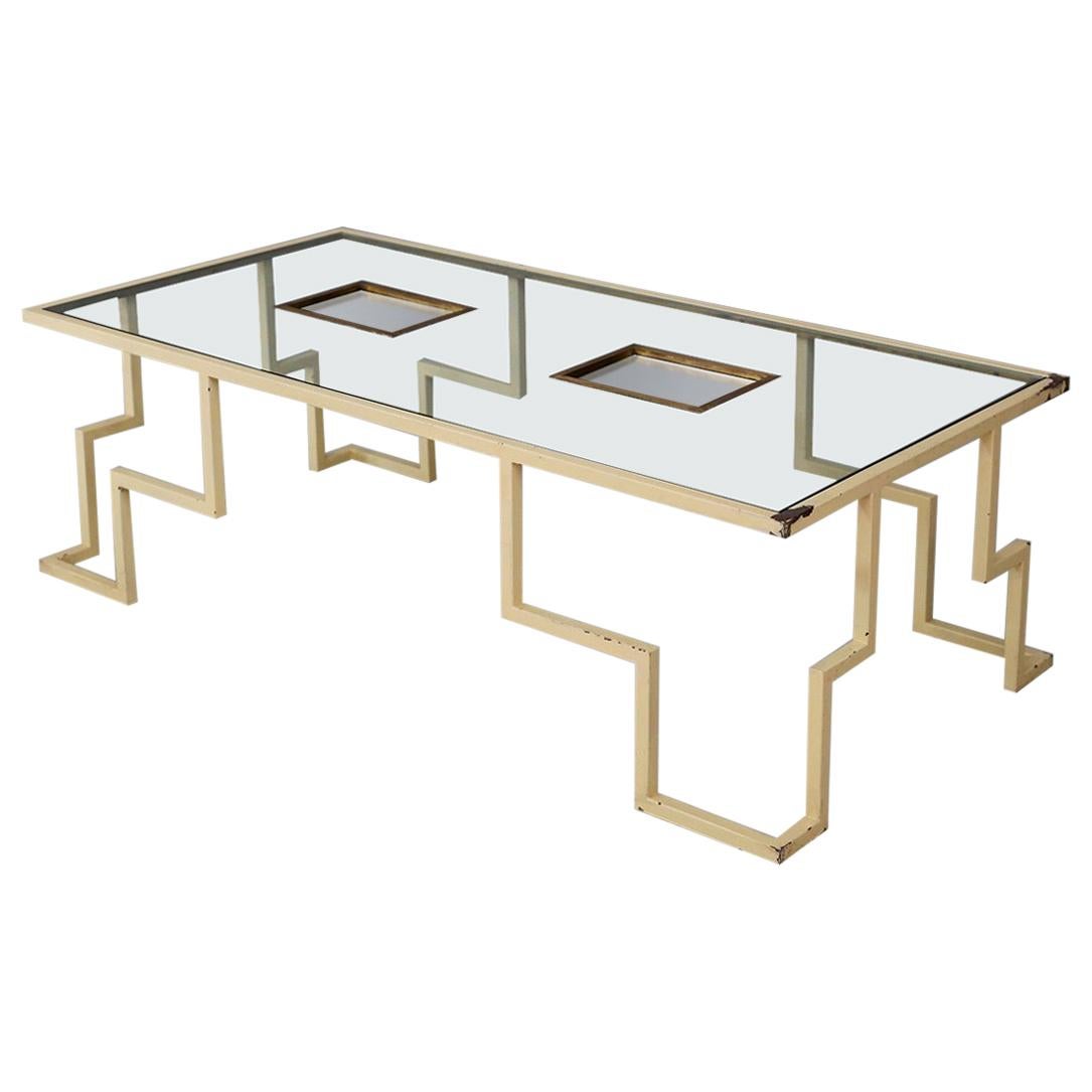 French Midcentury Smoke Table in Iron Glass and Brass, 1940s