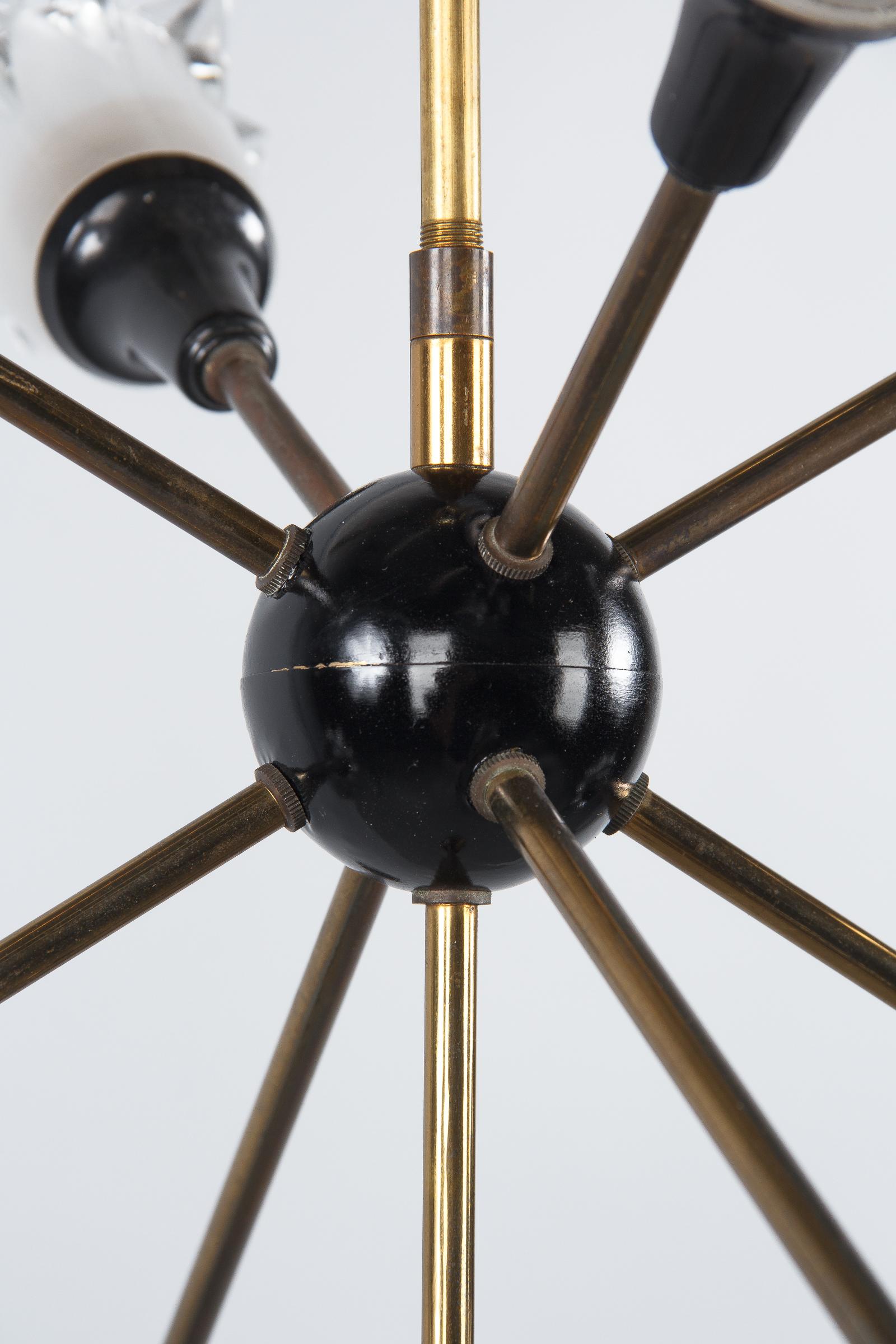 Mid-20th Century French Midcentury Sputnik Chandelier by Maison Lunel, 1950s