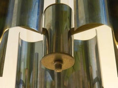 French Midcentury Three-Light Chandelier Metal Pendant Light