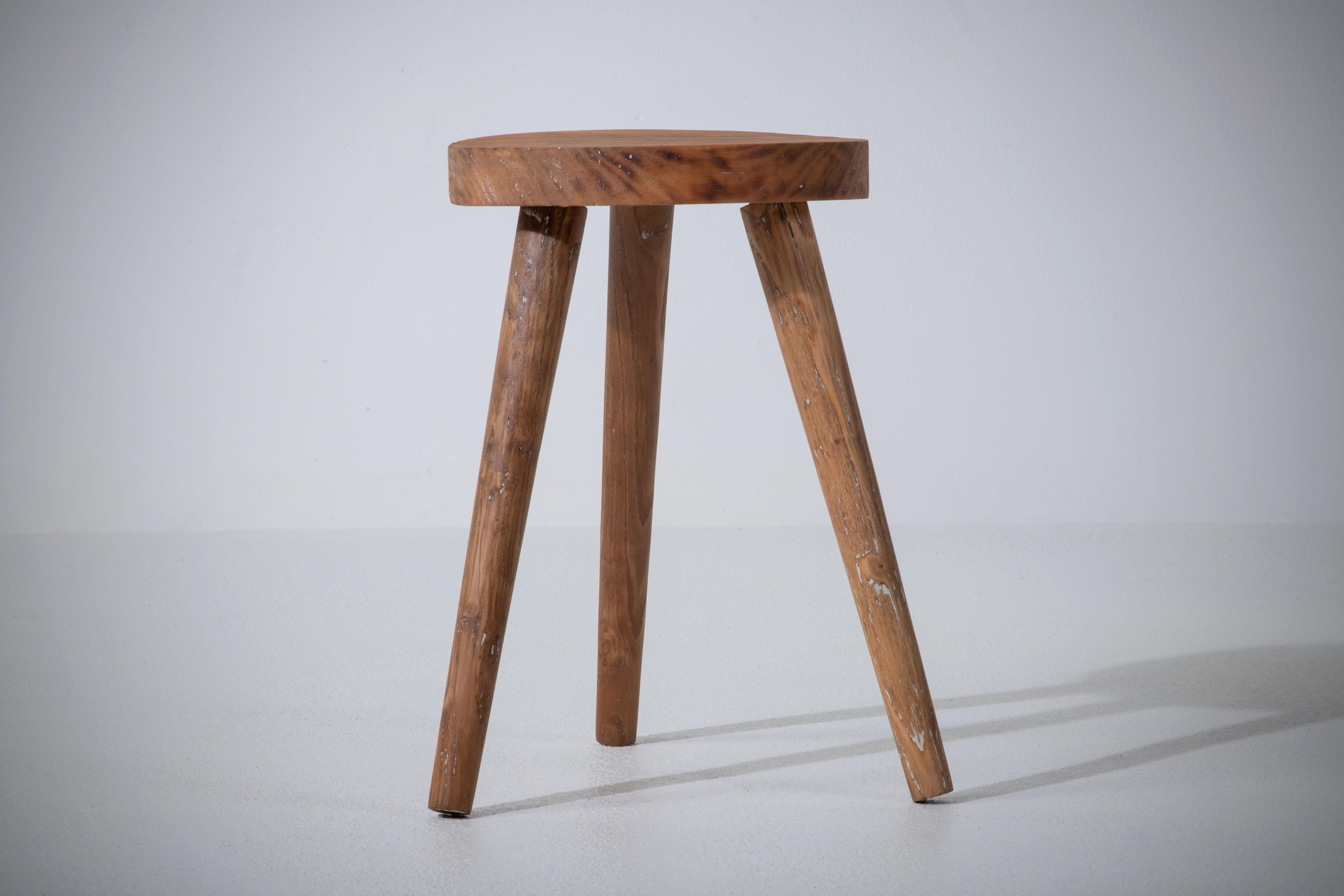 Mid-Century Modern French Midcentury Tripod Stool For Sale