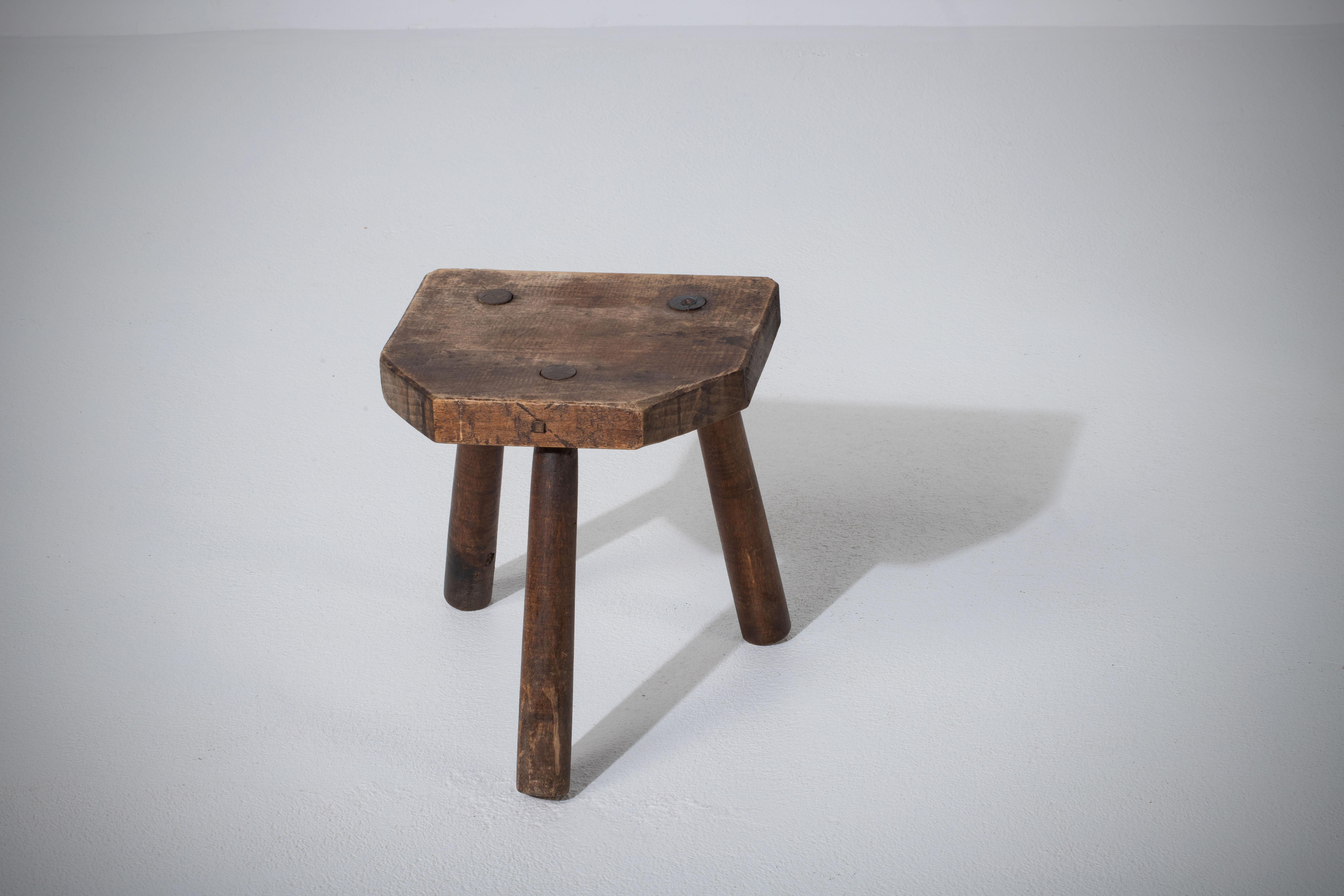 Mid-Century Modern French Midcentury Tripod Stool For Sale
