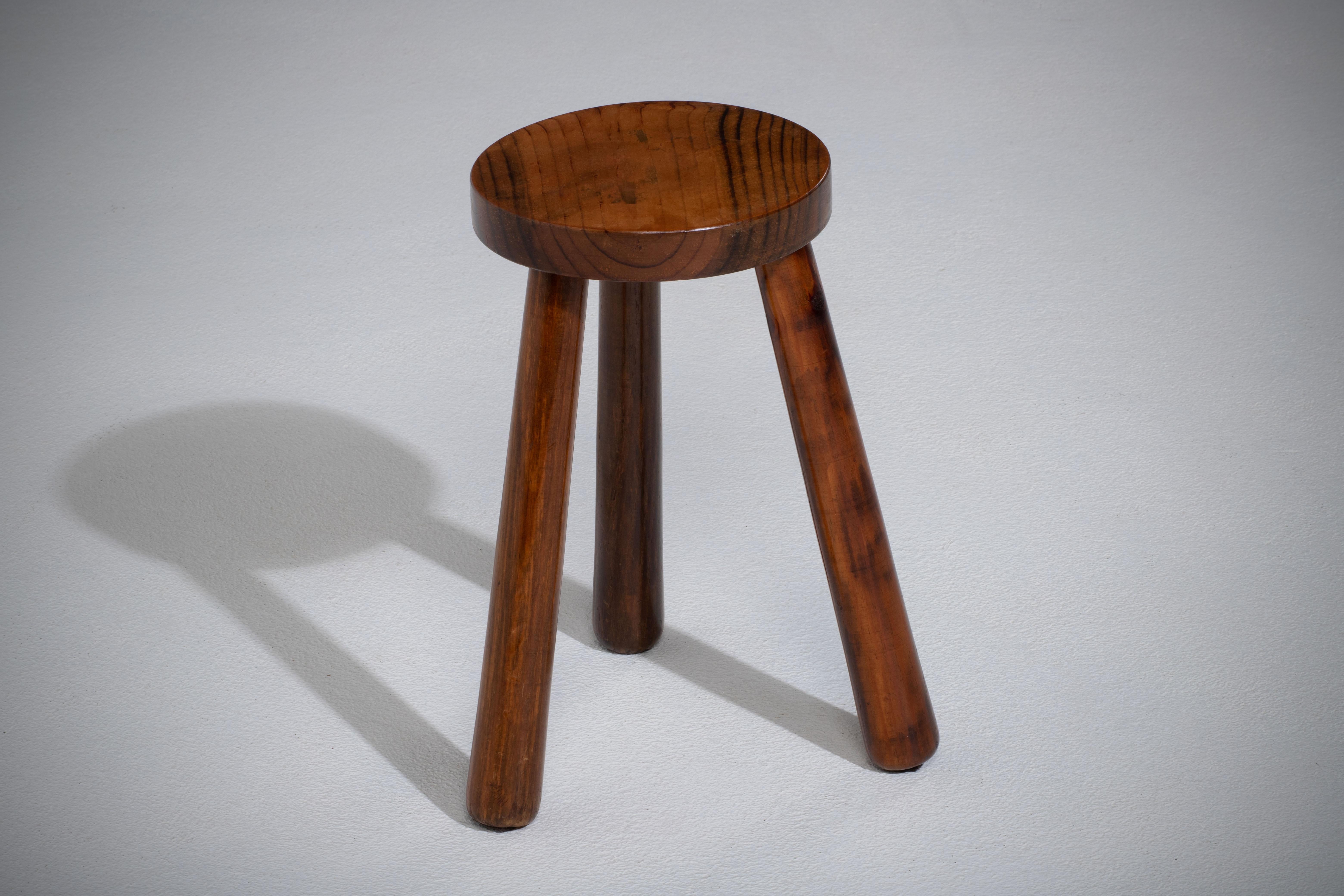 20th Century French Midcentury Tripod Stool For Sale