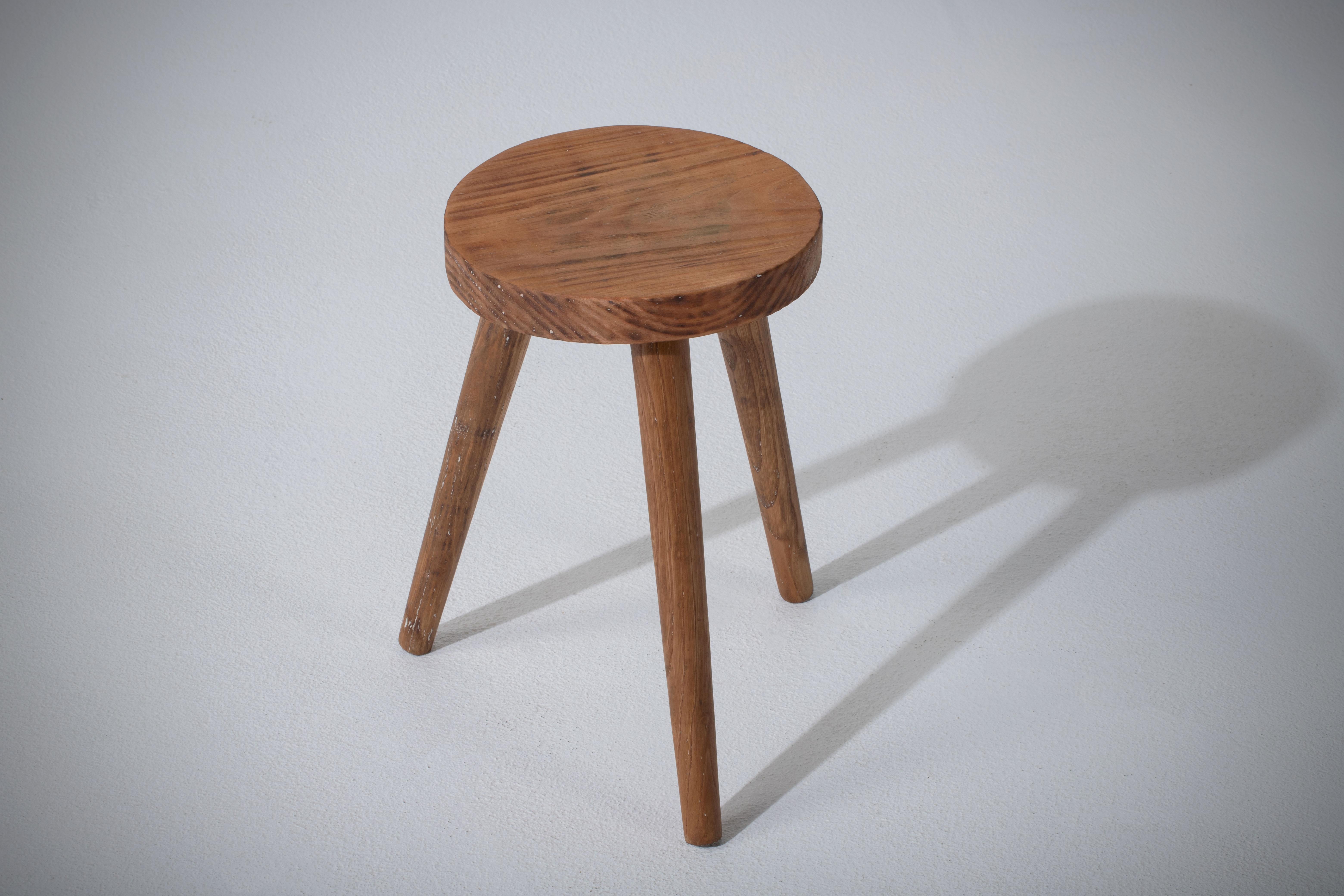 French Midcentury Tripod Stool For Sale 1