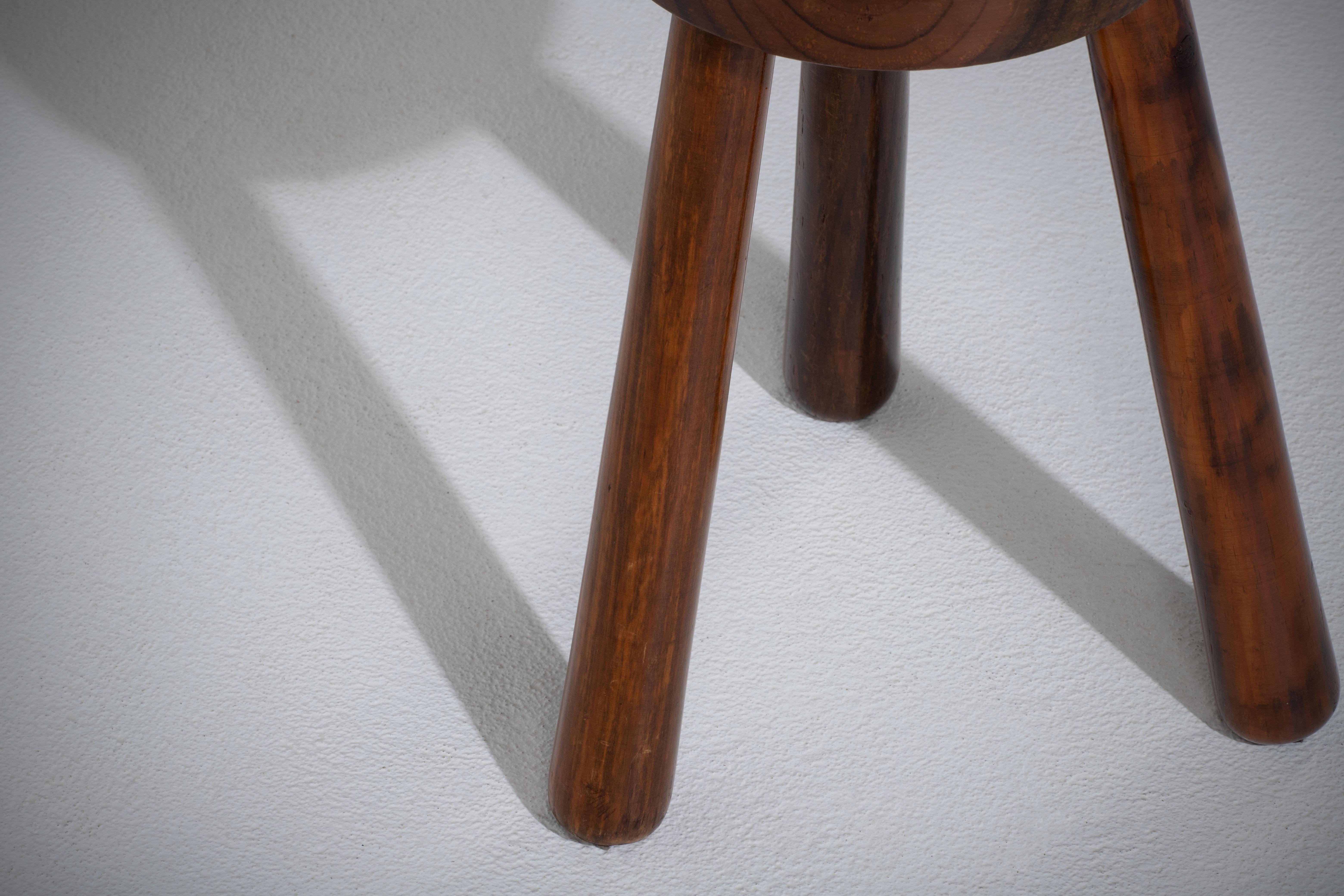 French Midcentury Tripod Stool For Sale 2