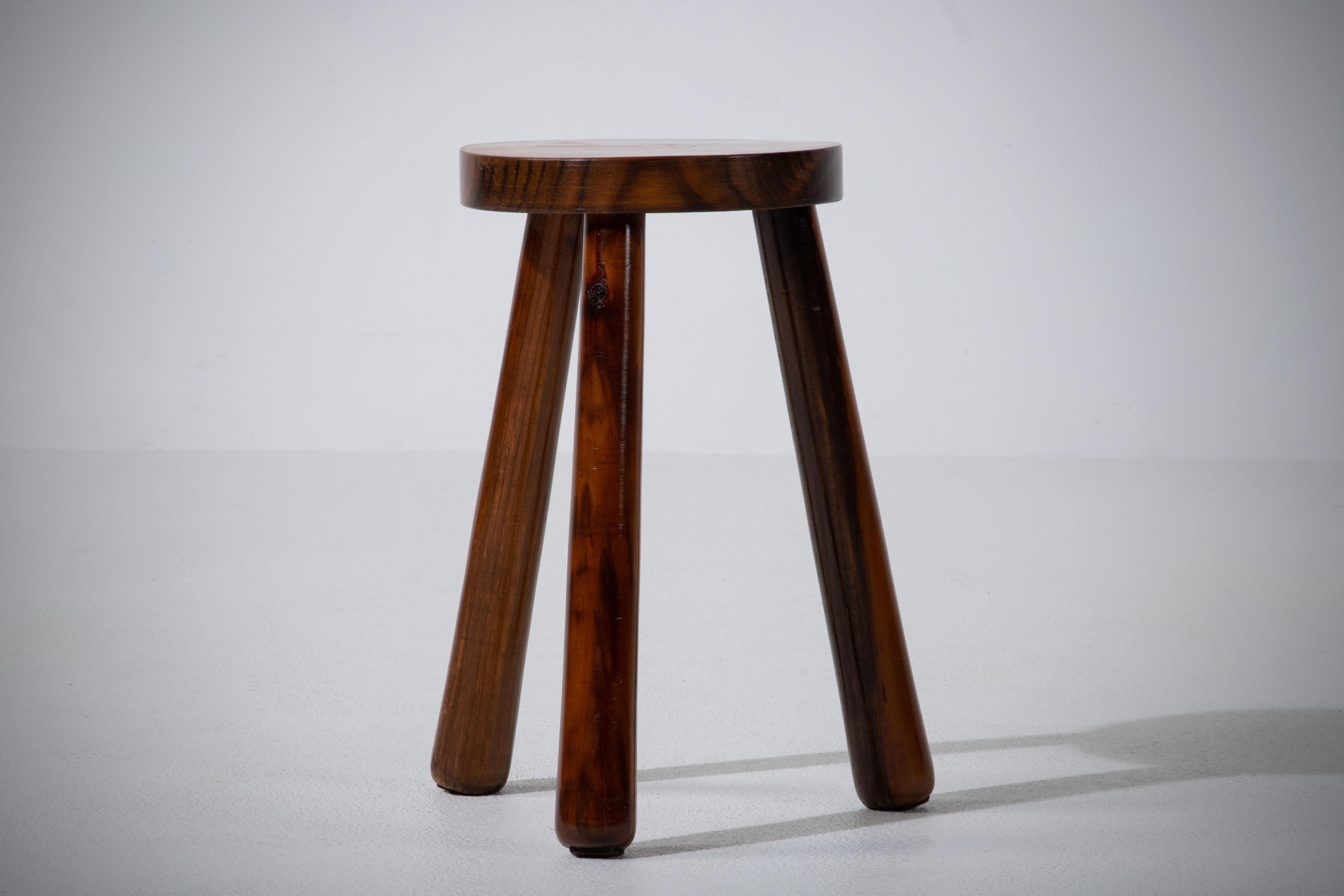 French Midcentury Tripod Stool For Sale 3