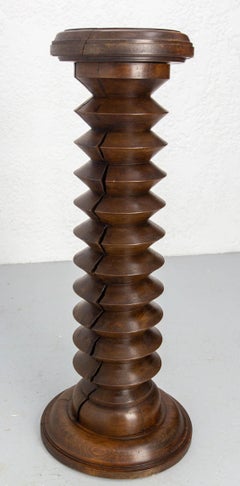 Pedestal o Jardinera de Haya Torneada Francesa de Mediados de Siglo  Estilo Dudouyt, c. 1940