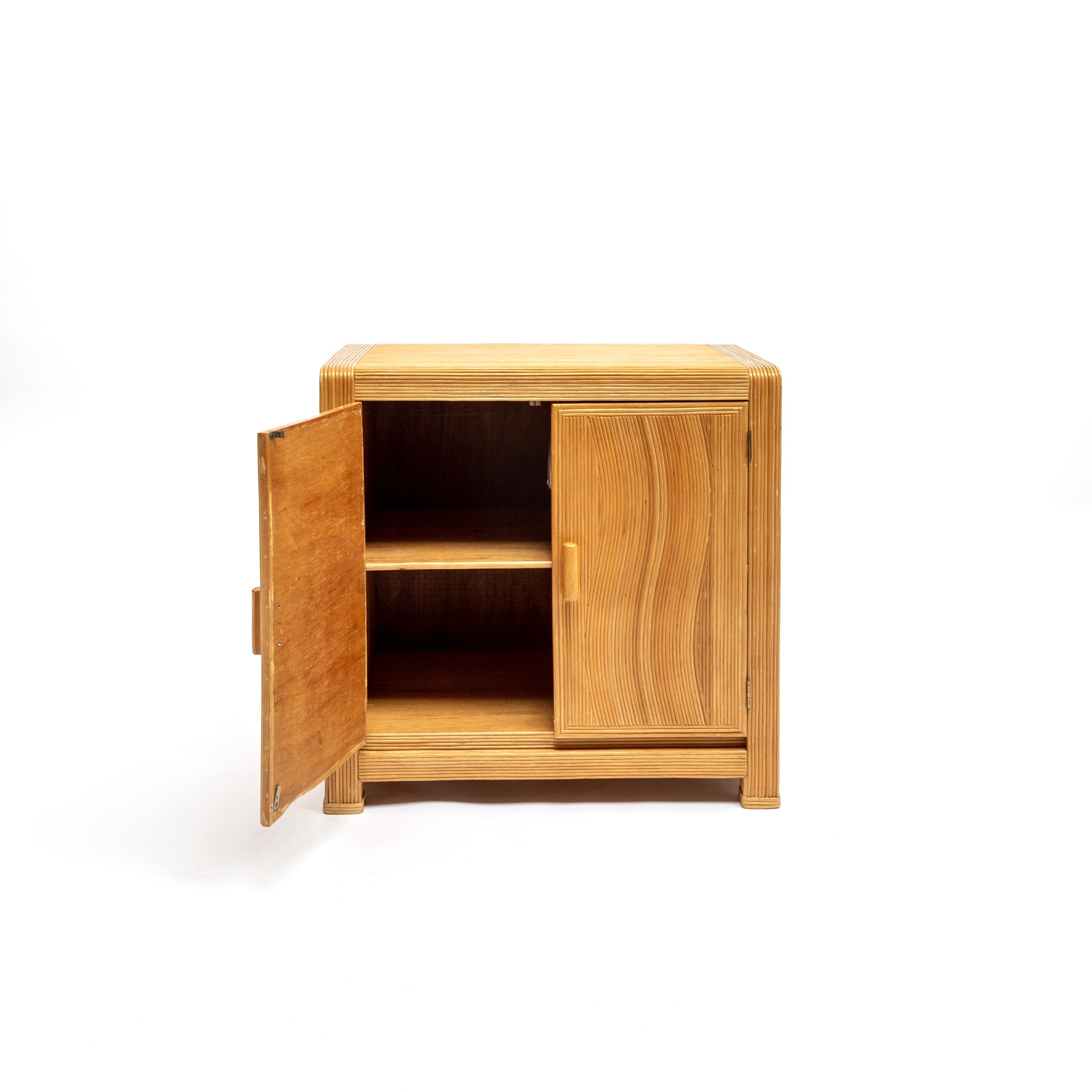 Mid-20th Century French Midcentury Two Doors Bamboo Cabinet, circa 1950