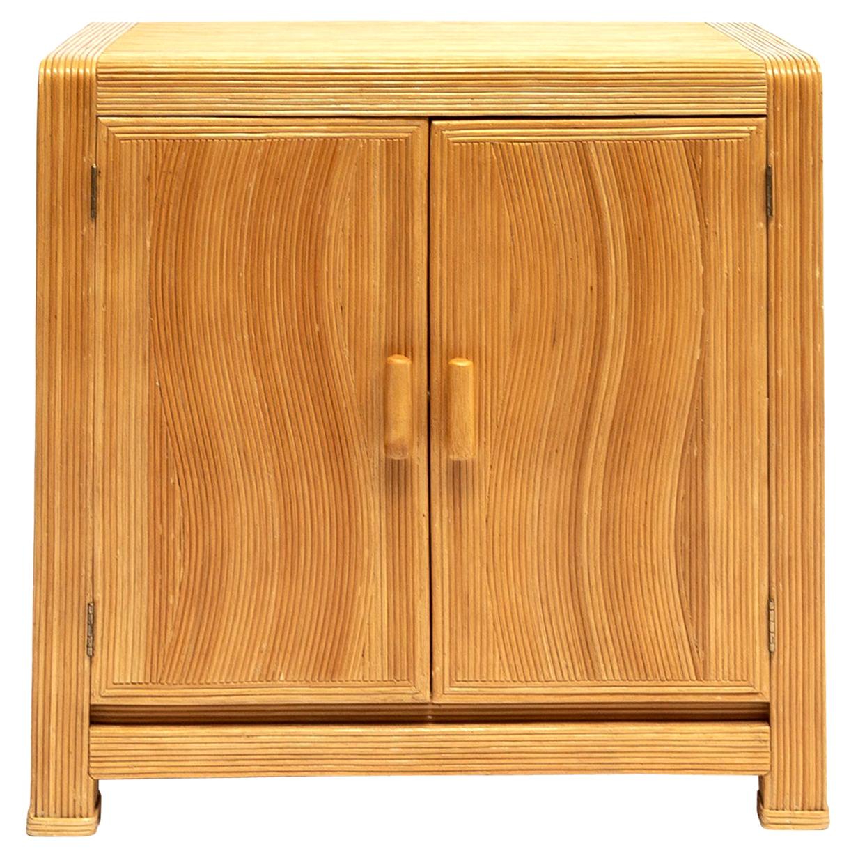 French Midcentury Two Doors Bamboo Cabinet, circa 1950