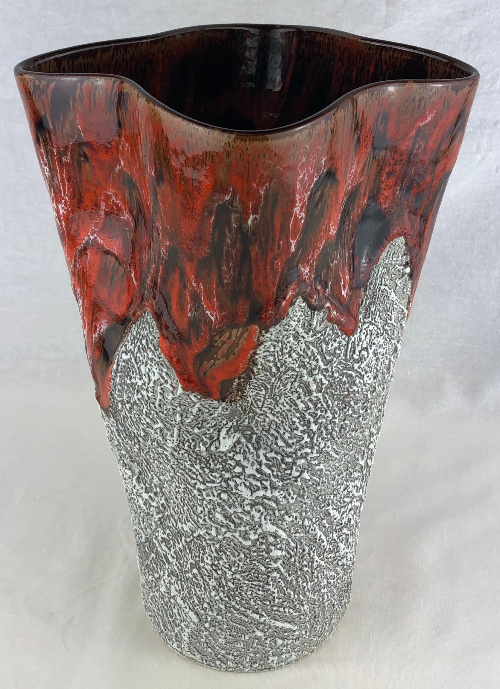 20th Century French Mid-Century Fat Lava Style Vase from Vallauris Style Charles Cart For Sale