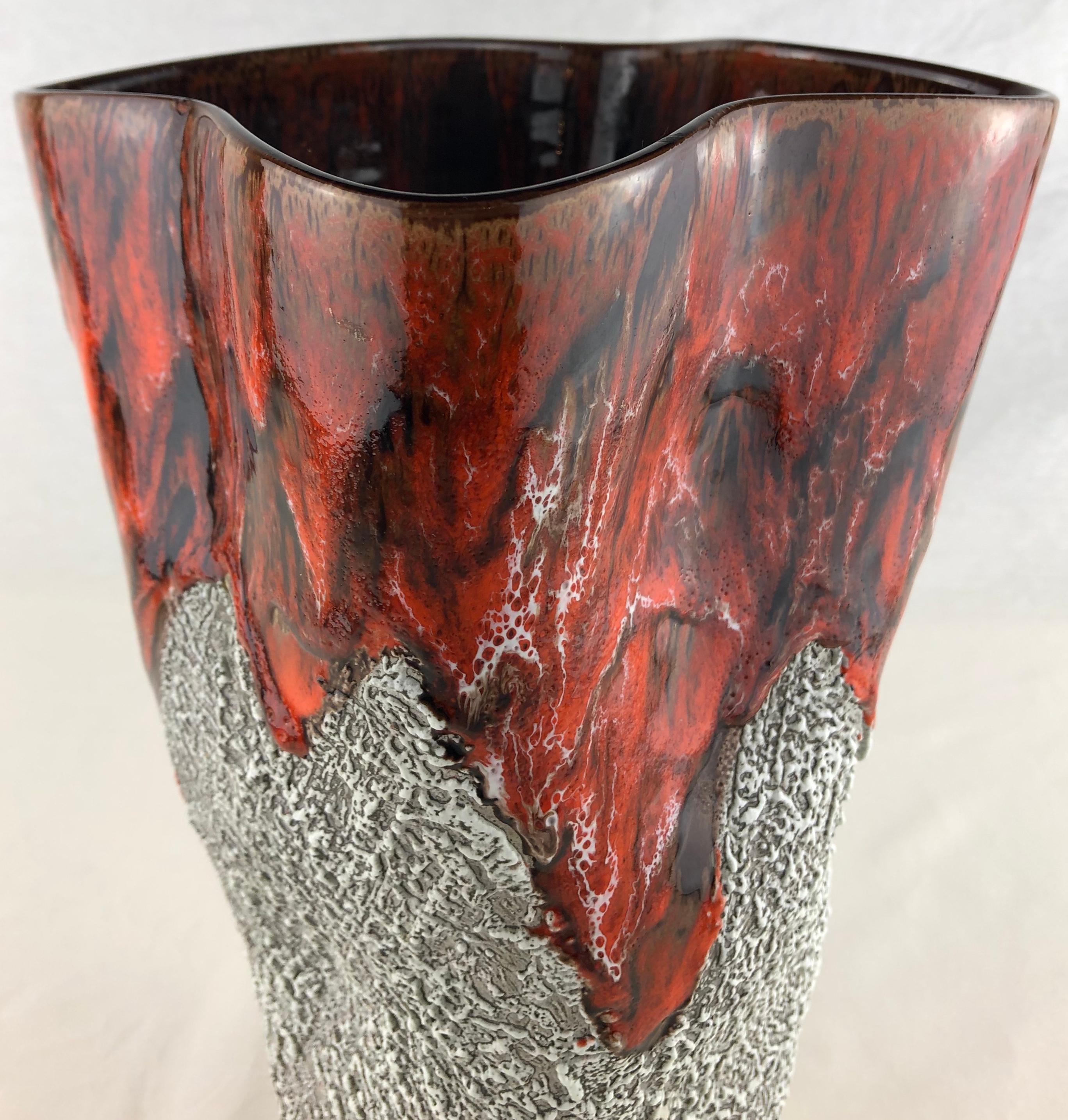 Französische Vase im Fat Lava-Stil aus der Mitte des Jahrhunderts im Vallauris-Stil von Charles Cart im Angebot 1