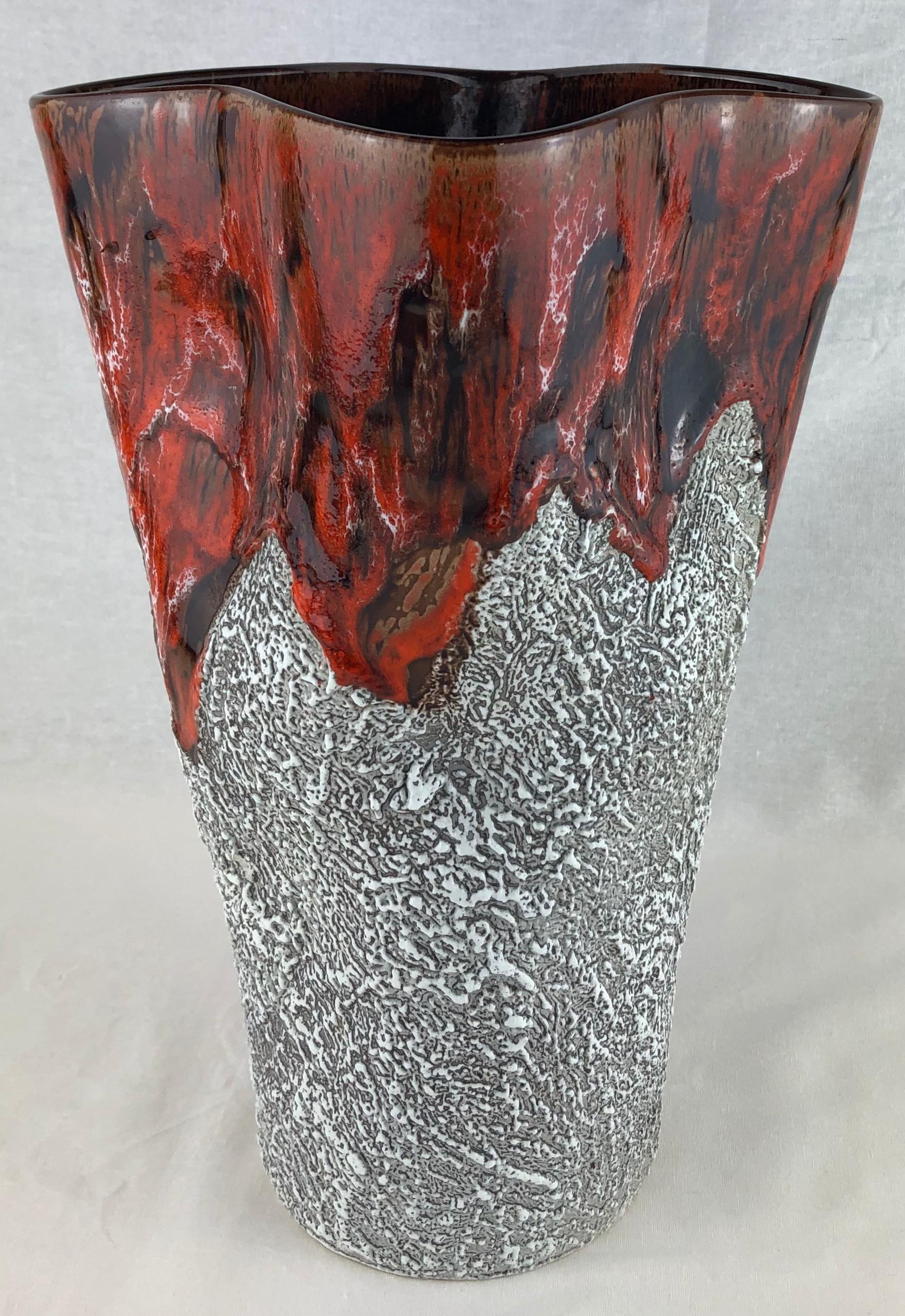 French Mid-Century Fat Lava Style Vase from Vallauris Style Charles Cart For Sale 1