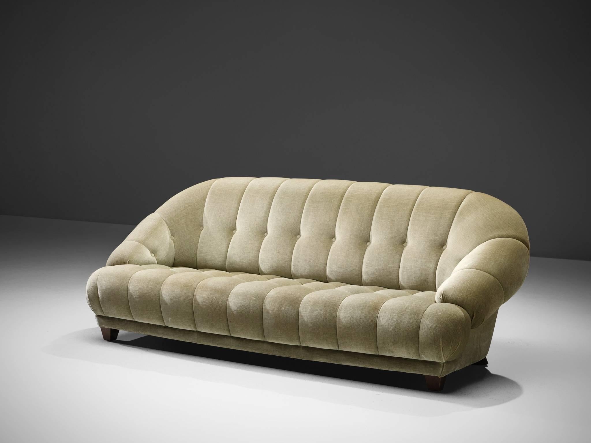 Mid-Century Modern French Midcentury Velvet Sofa