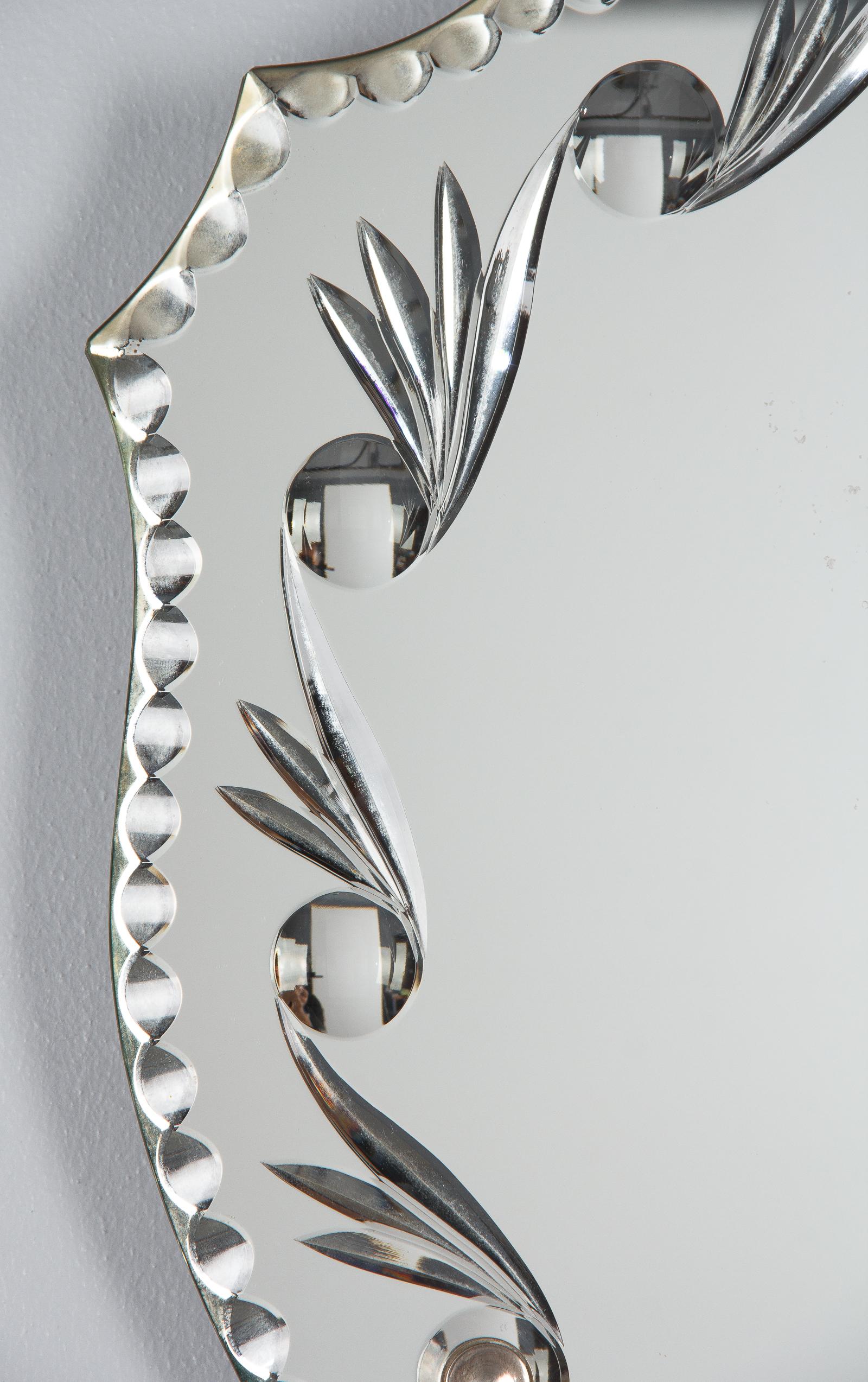 French Midcentury Venetian Glass Mirror 5